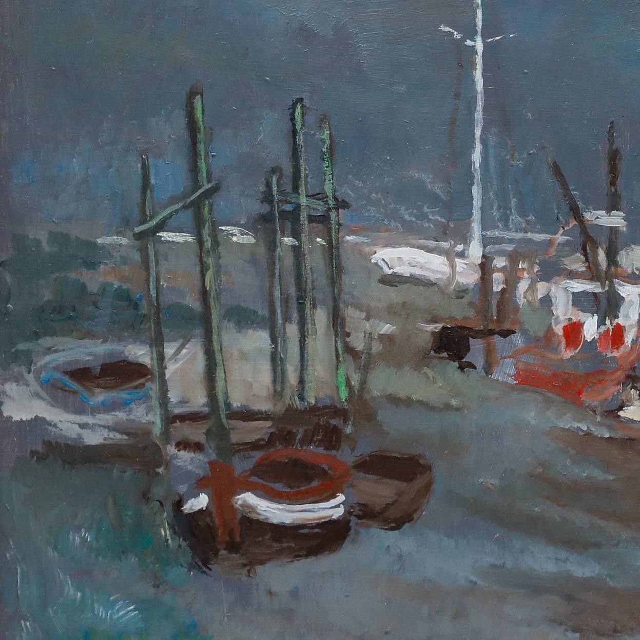 Pauline Marshall British School 1991 Oil, Stormy Skies At Low Tide photo 275.0