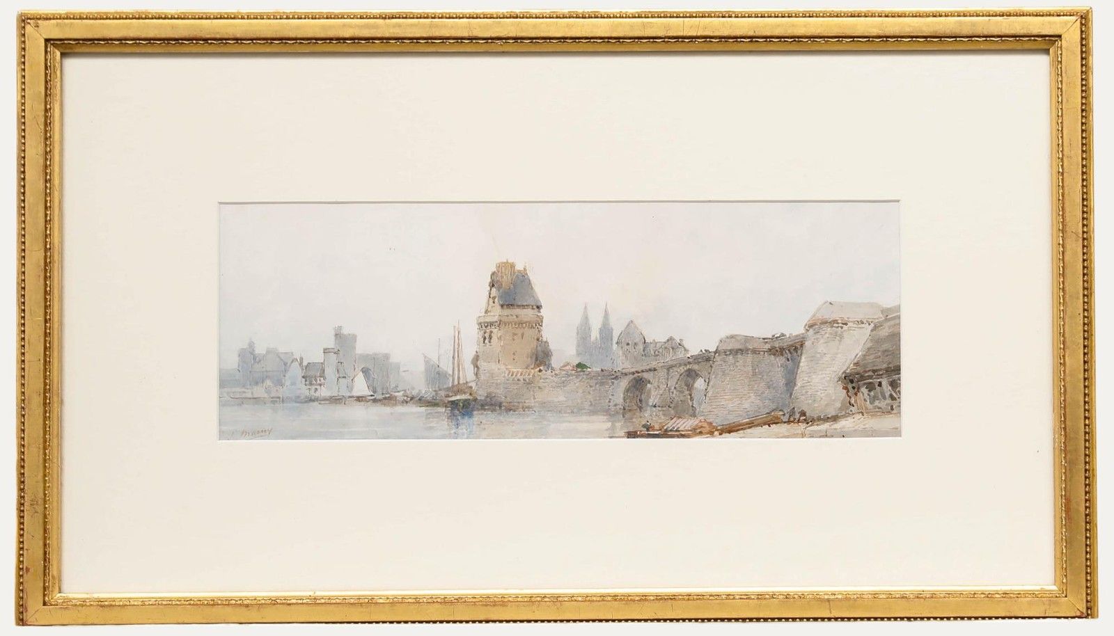 Paul Marny (1829 1914) Framed Late 19th Century Watercolour, View Of A Bridge