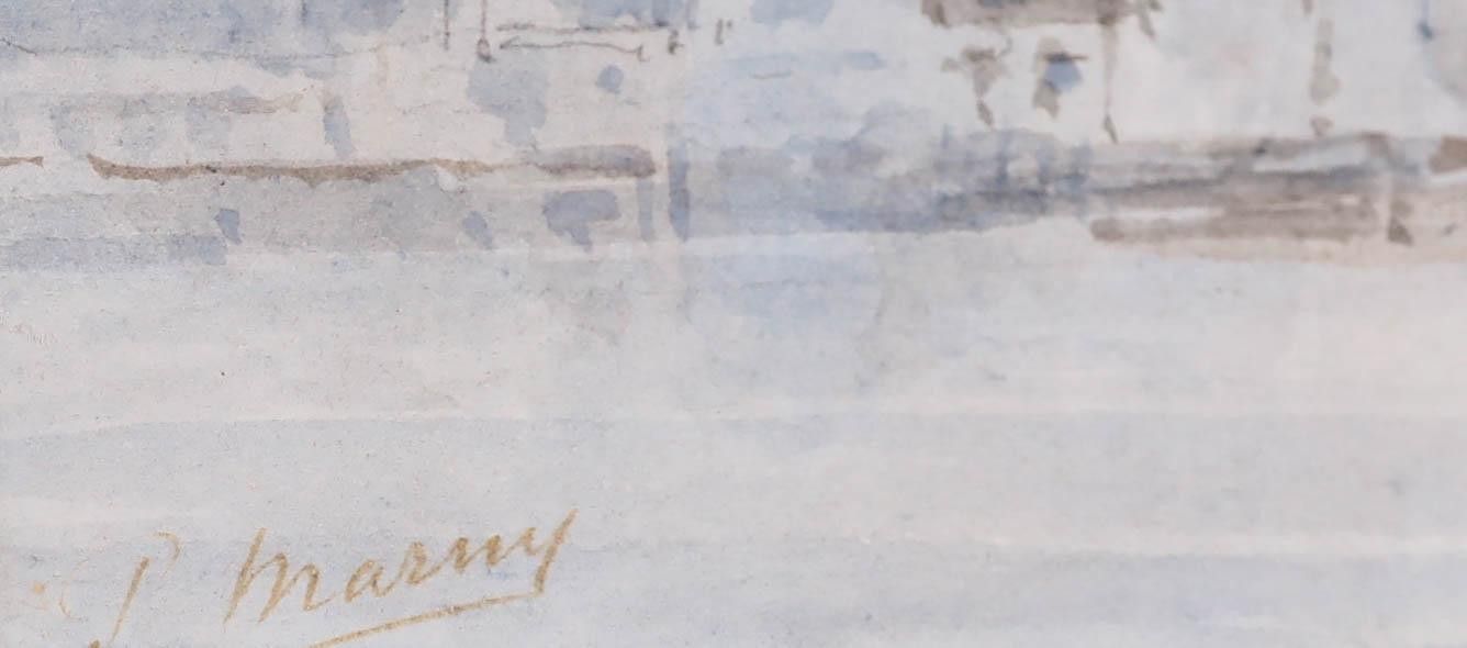 Paul Marny (1829 1914) Framed Late 19th Century Watercolour, View Of A Bridge photo vinterior