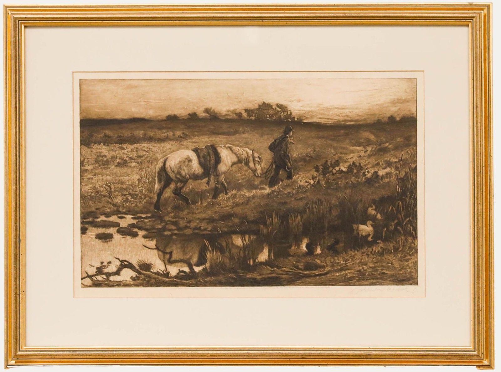 Robert Walker Macbeth (1848 1910) 1887 Etching, Leading The Plough Horse