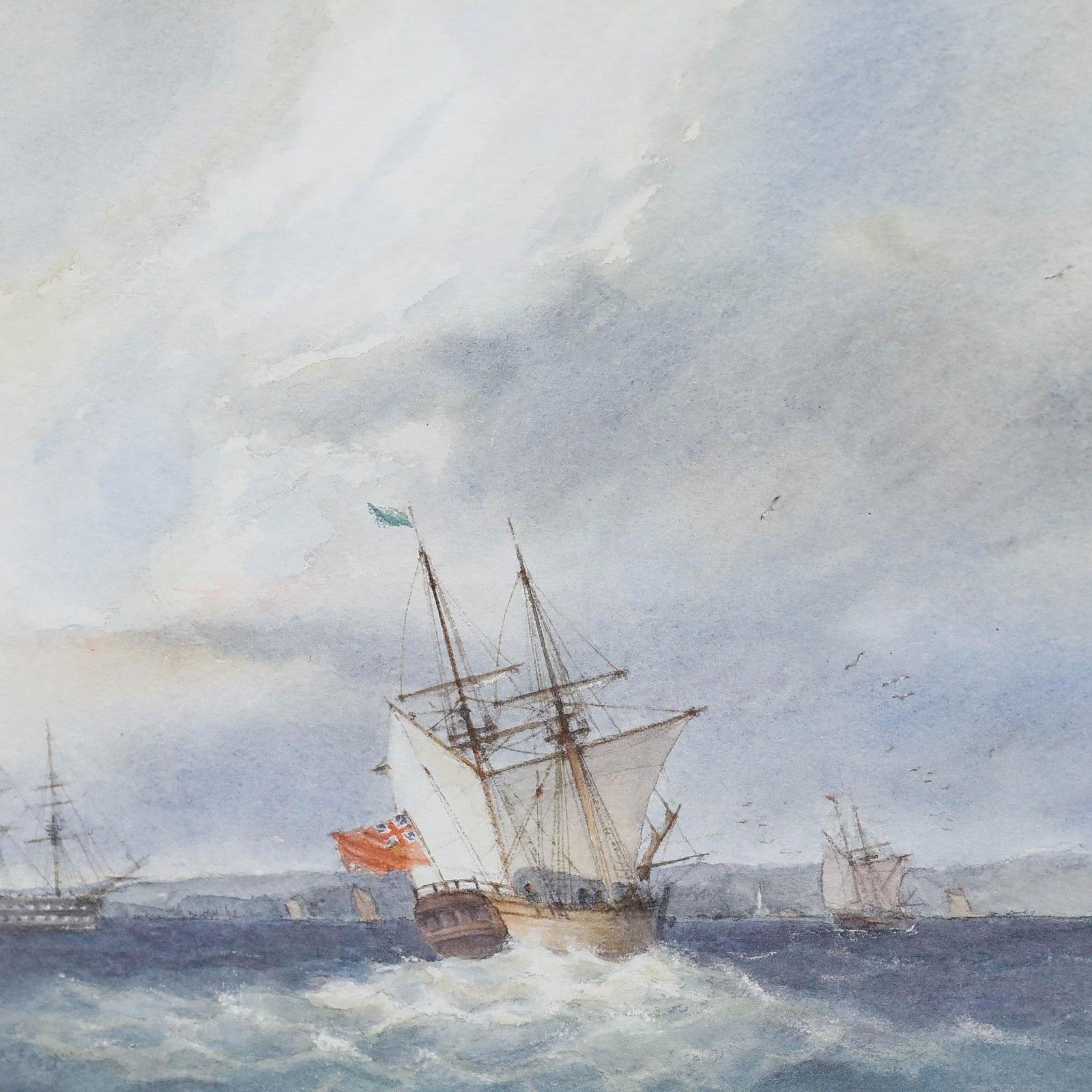 C. W. Morsley Framed 20th Century Watercolour, Early Brig Off North East Coast photo Art