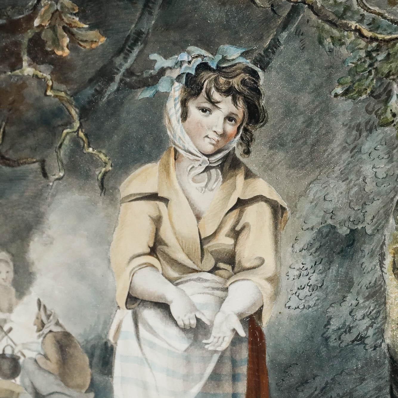 After Richard Westall Ra (1785 1836) Watercolour, The Little Traveller photo 225.0