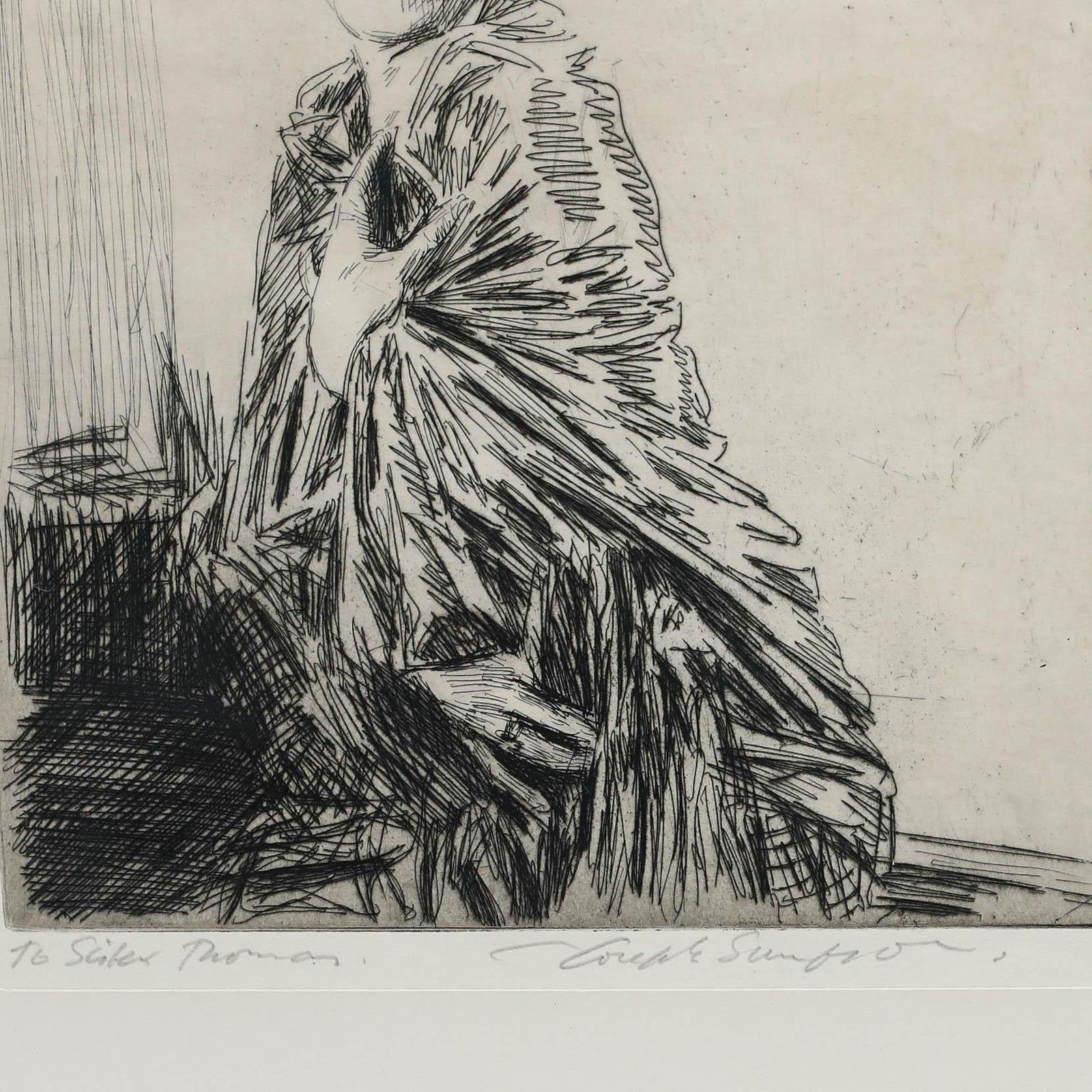 Joseph Simpson (1879 1939) 1927 Etching, Betty photo vinterior