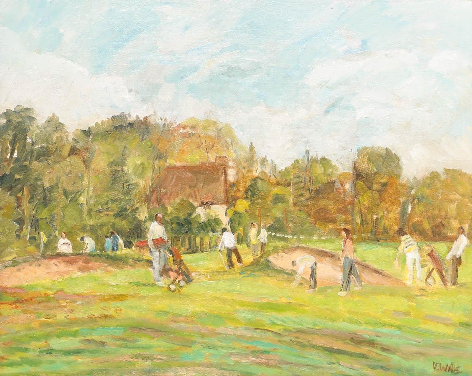 Victor Willis (1934 2004) British School 20th Century Oil, On The Green photo furniture