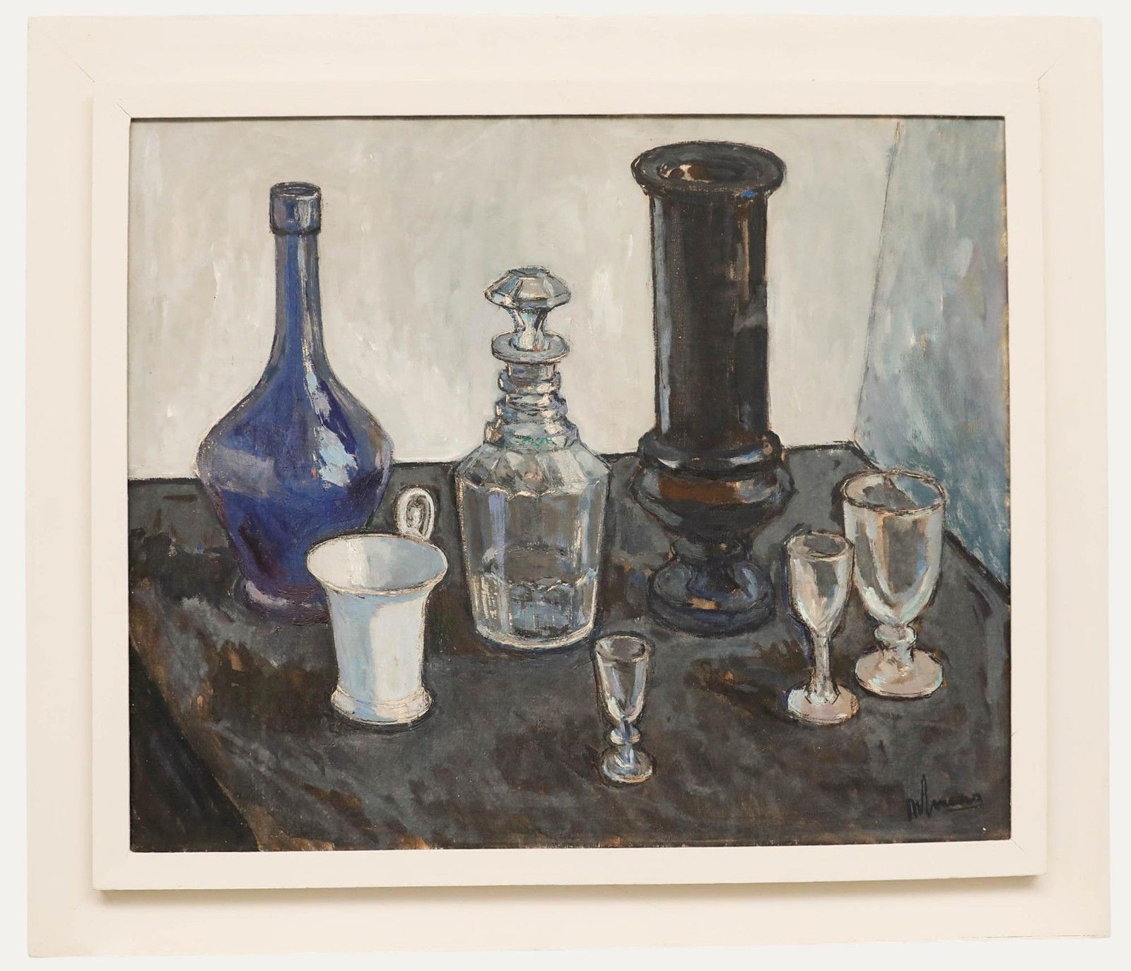 Henk Maas (1924 2005) Dutch School 1959 Oil, Blue Glass