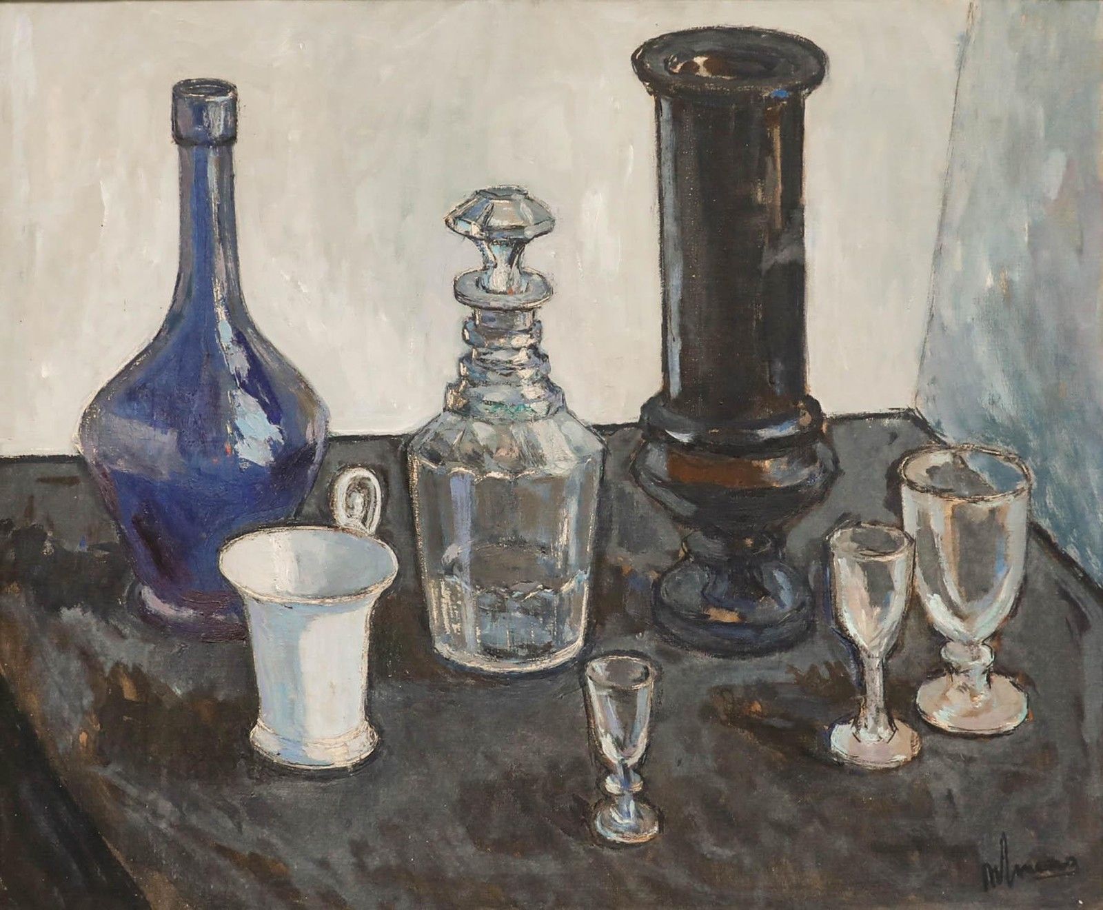 Henk Maas (1924 2005) Dutch School 1959 Oil, Blue Glass photo furniture