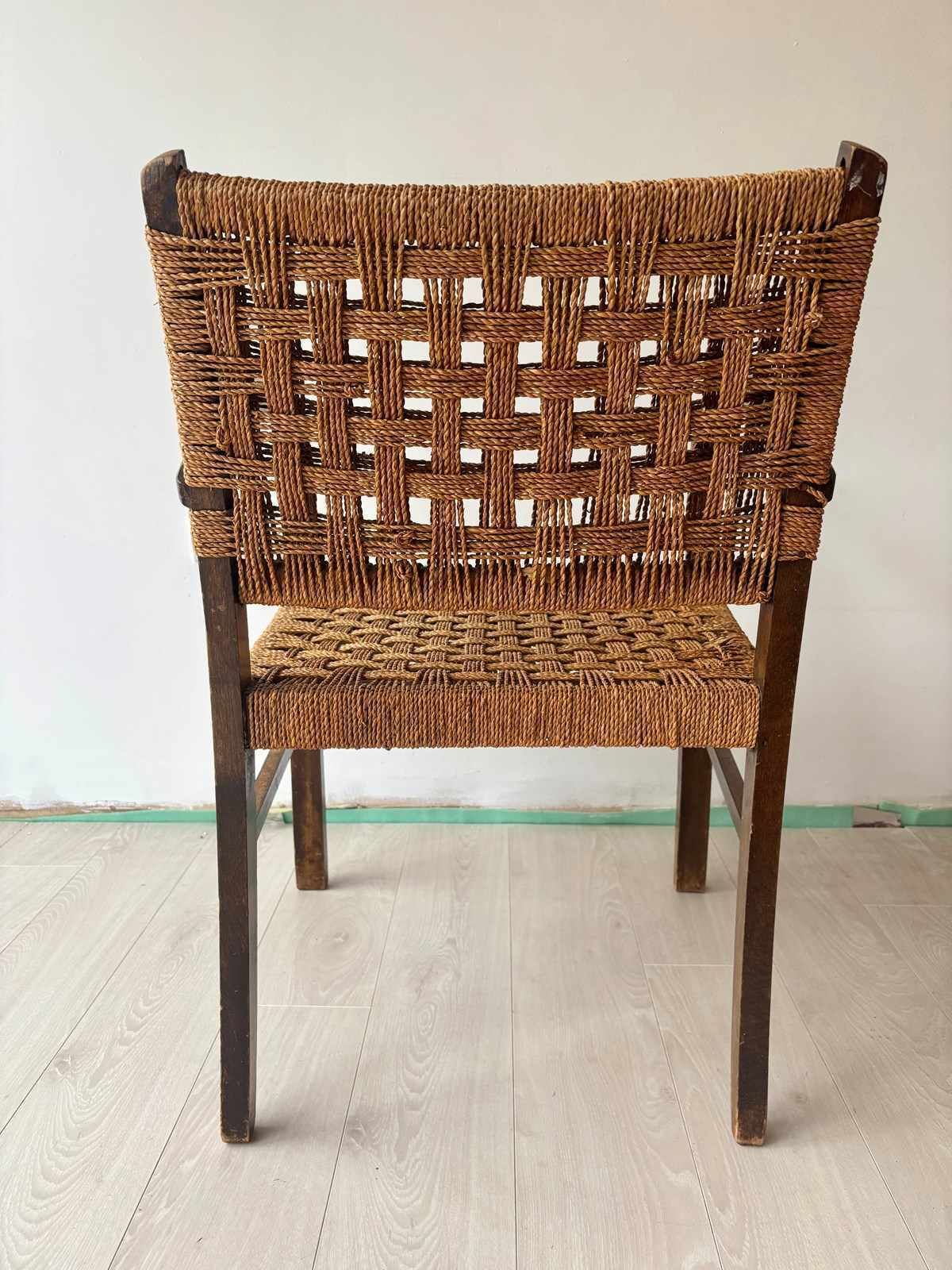 Vintage Bauhaus Style Woven Rope Armchair photo furniture