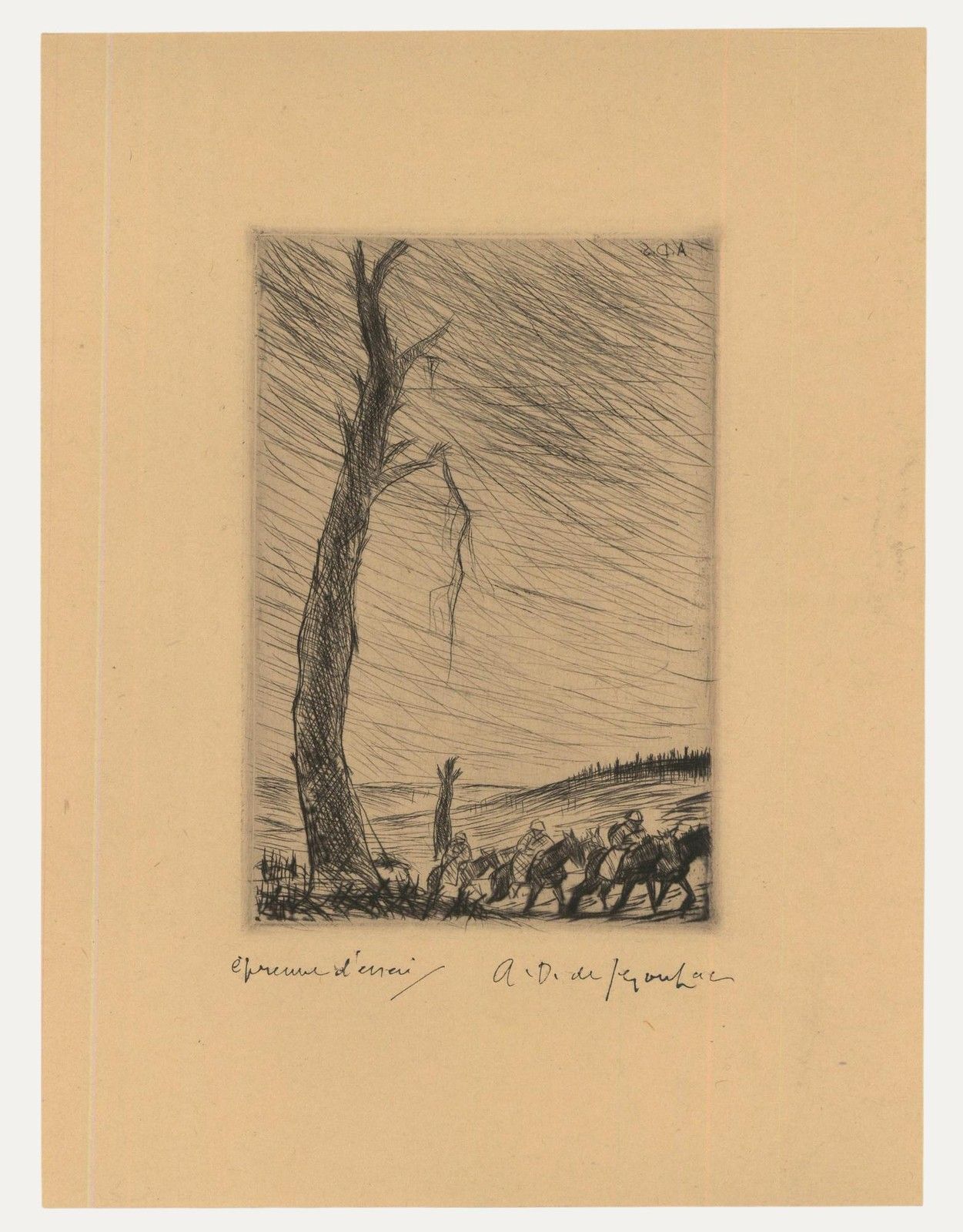 Andre Dunoyer De Segonzac (1884 1974)  Early 20th Century Etching, Off To Battle