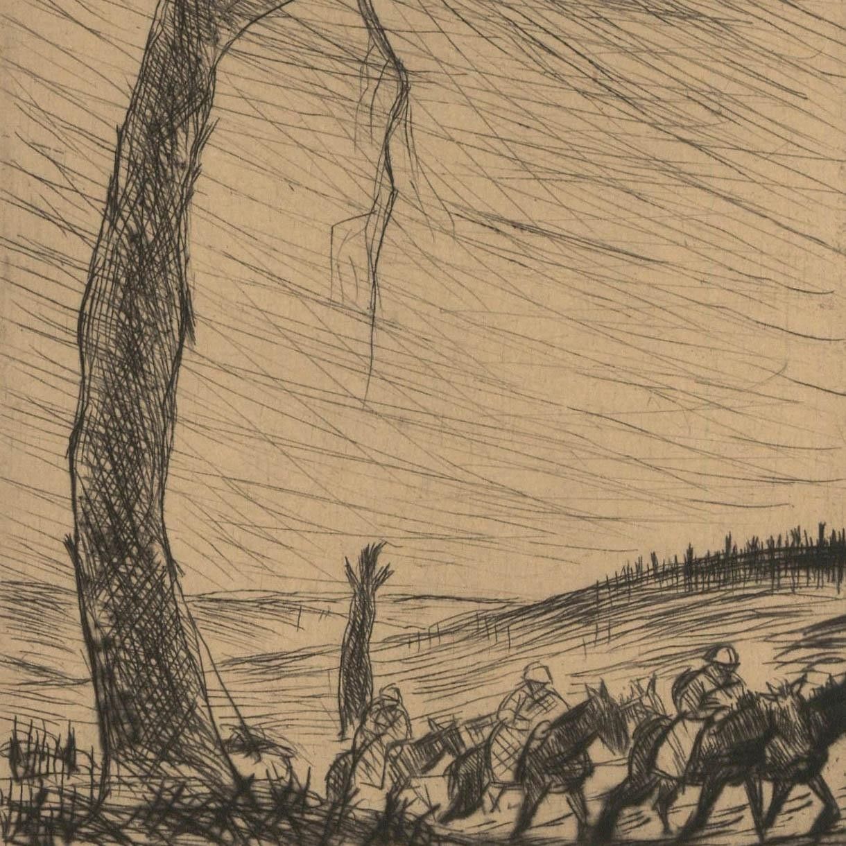 Andre Dunoyer De Segonzac (1884 1974)  Early 20th Century Etching, Off To Battle photo for sale