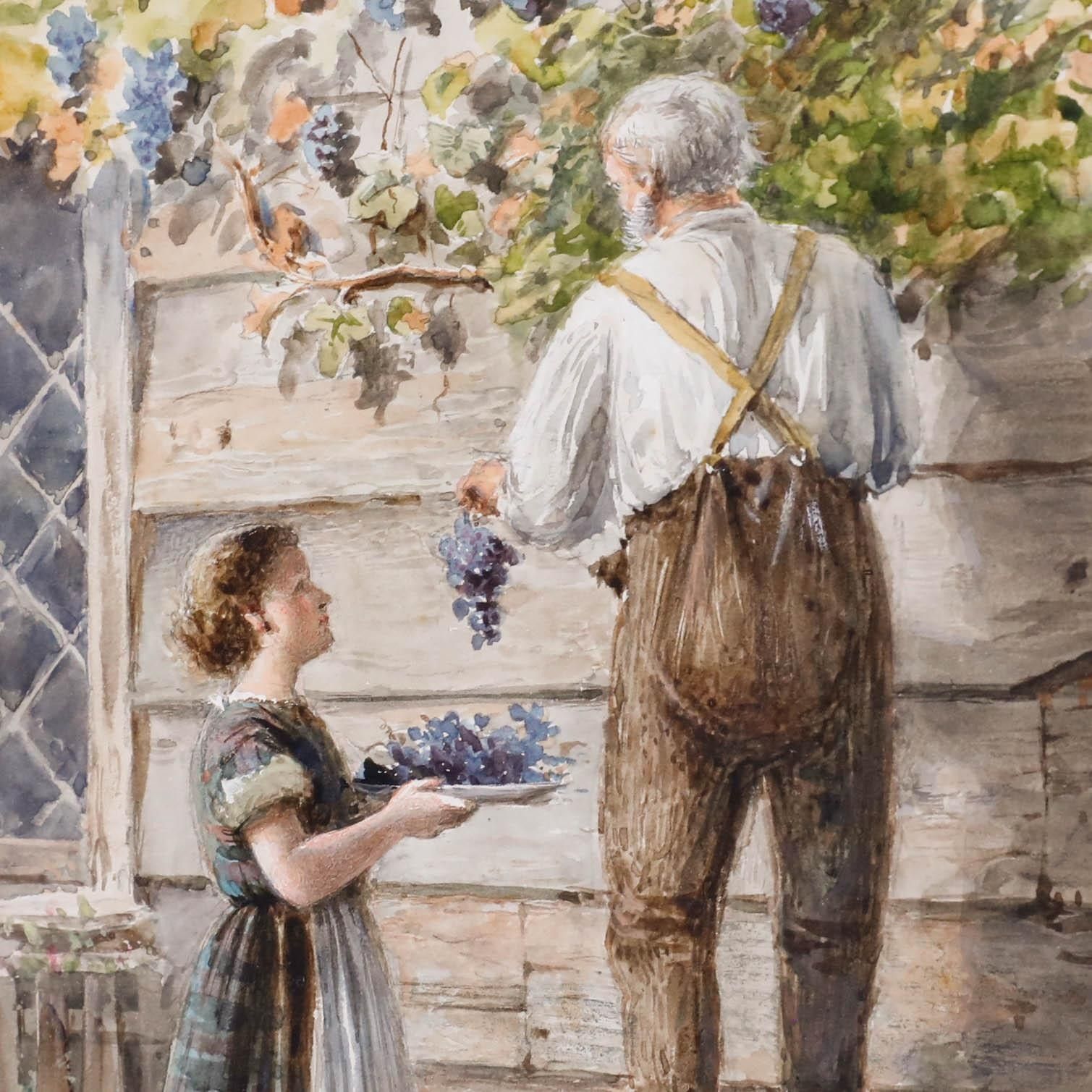George Goodwin Kilburne (1839 1924) Framed Watercolour, Picking Grapes photo Art