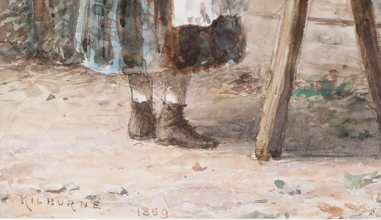 George Goodwin Kilburne (1839 1924) Framed Watercolour, Picking Grapes photo vinterior