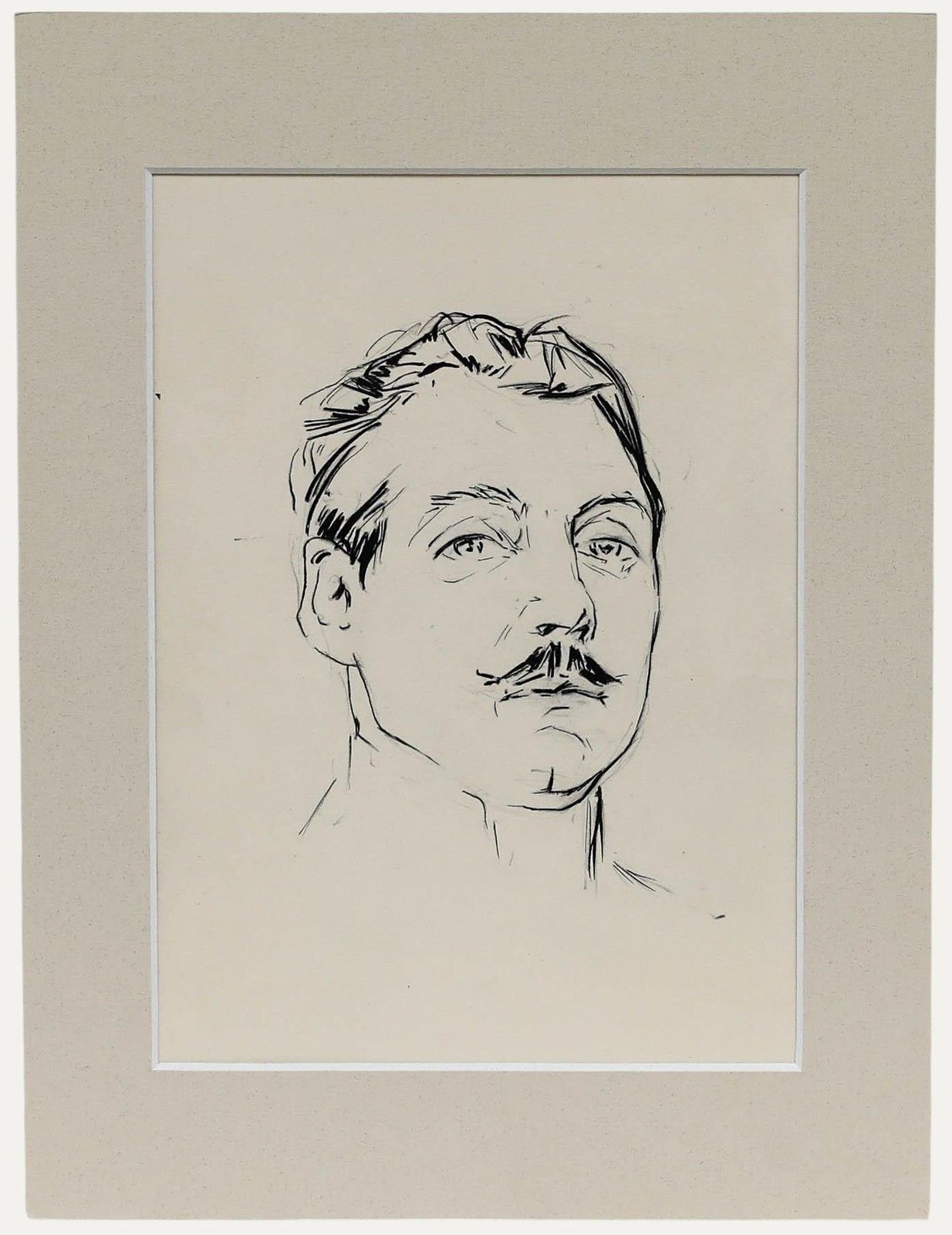 Belgian School Early 20th Century Pen And Ink Drawing Portrait Of A Gentleman