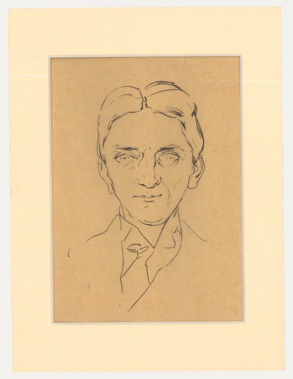 Belgian School Early 20th Century Pen And Ink Drawing Portrait Of A Gentleman