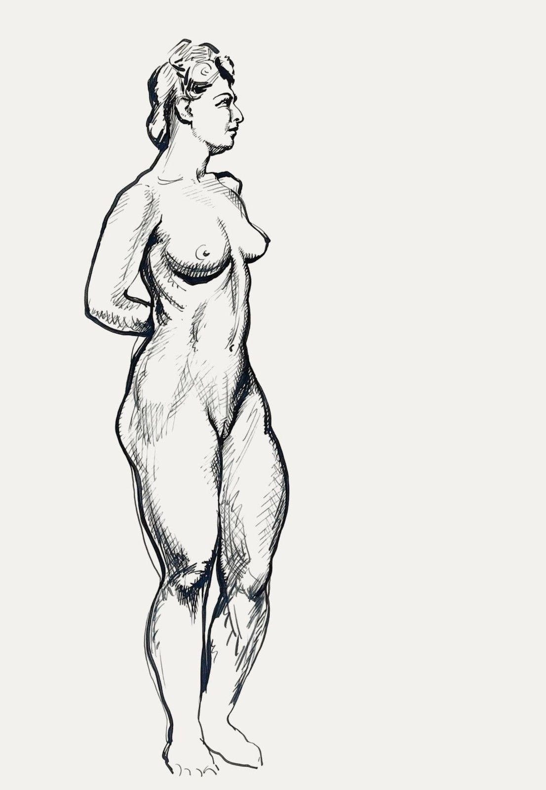 William Greengrass (1896 1970) Mid 20th Century Ink Drawing, Standing Nude