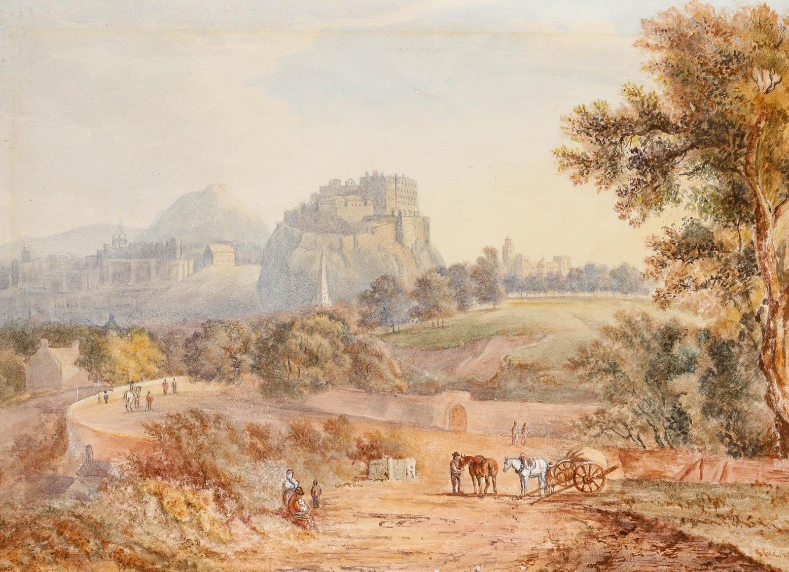 Mary Matcher 19th Century Watercolour, Edinburgh Castle And Holyrood House photo furniture