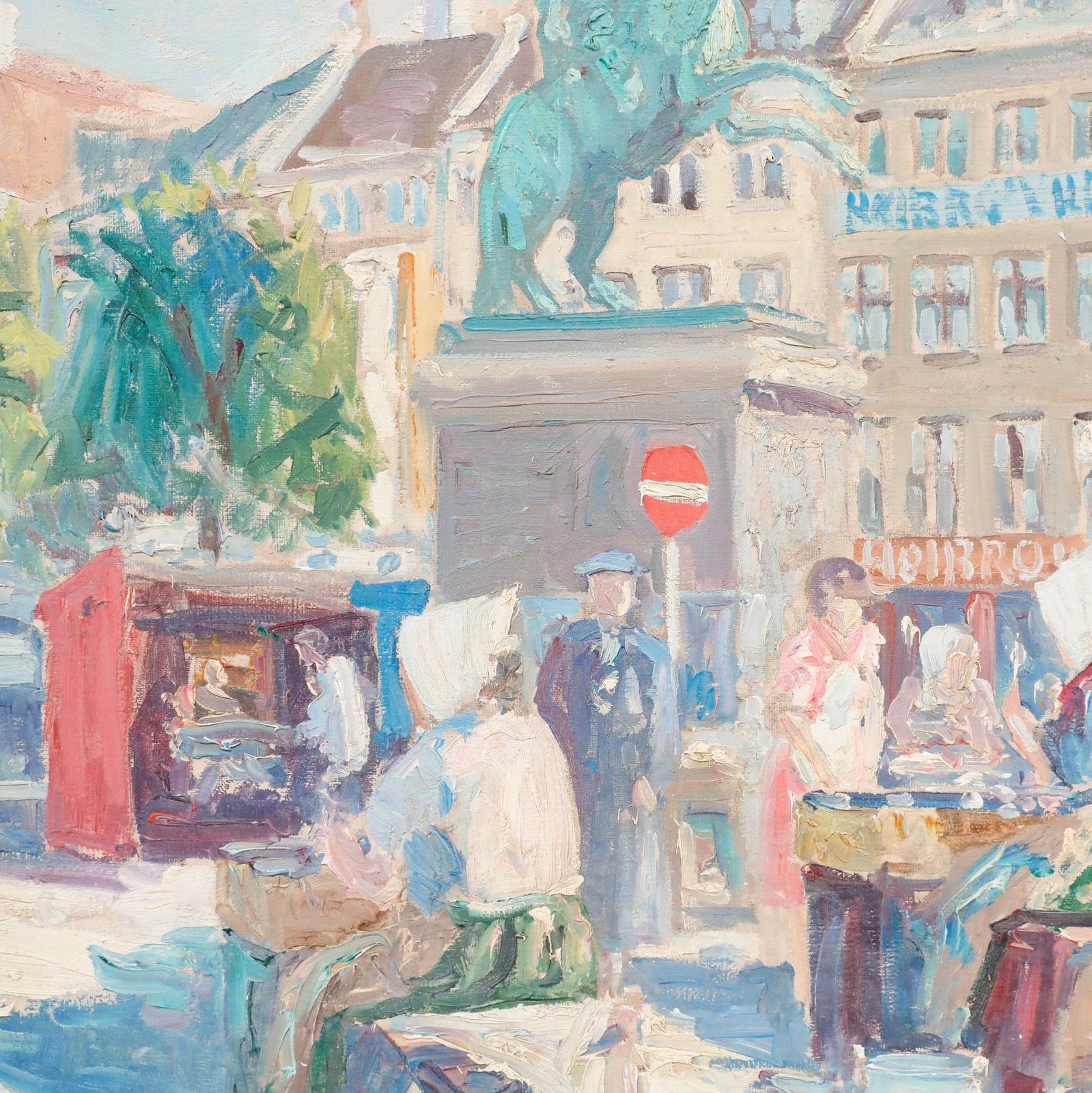 Thorvald Nygaard (1892 1973) Oil, Fisherwives By The Statue Of Bishop Absalon photo Art