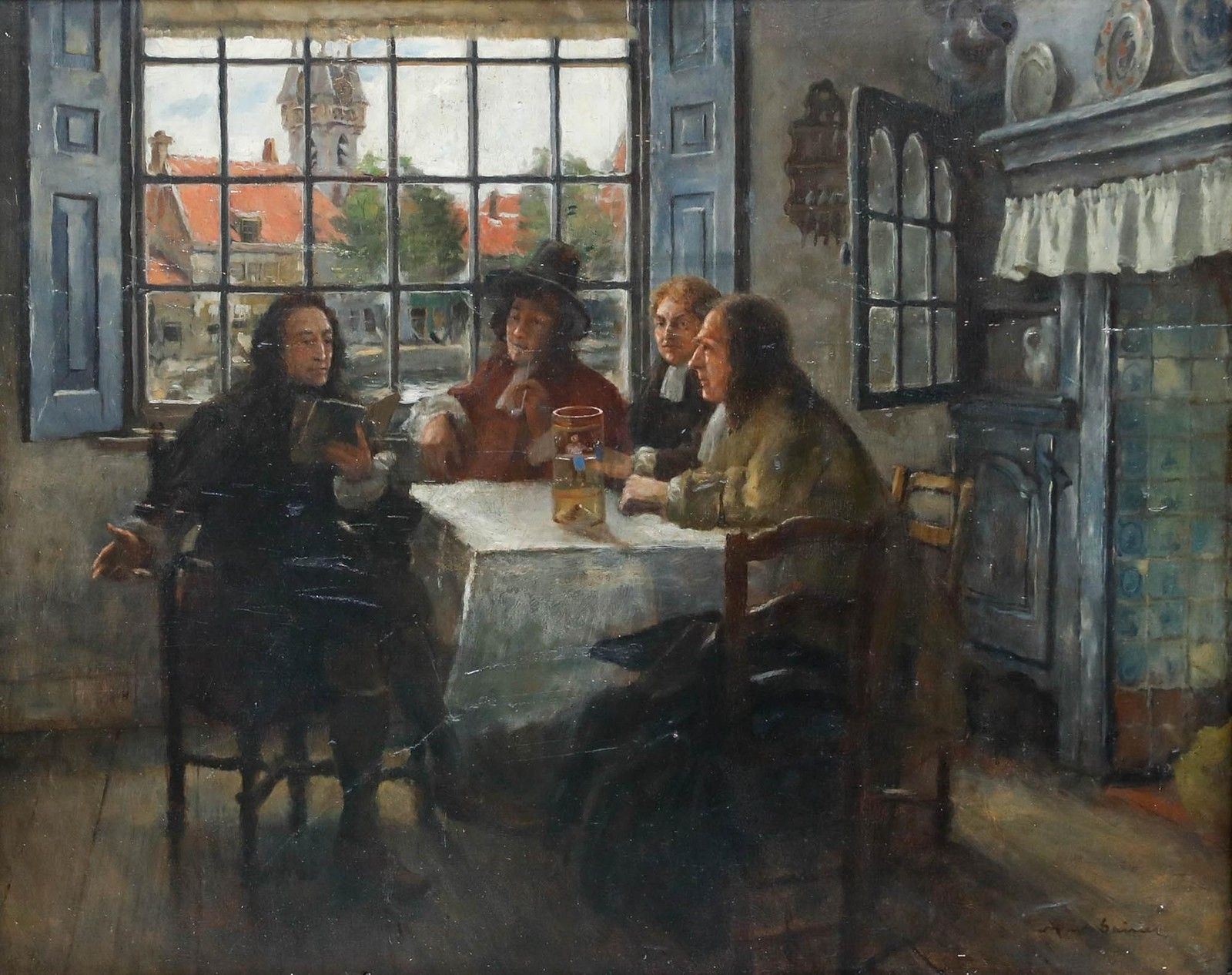 Early 20th Century Oil A Meeting Of Minds photo furniture