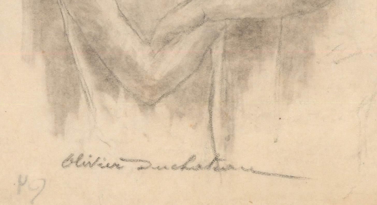 Olivier Duchateau (1876 1939) Early 20th Century Graphite, Heady Studies photo Art