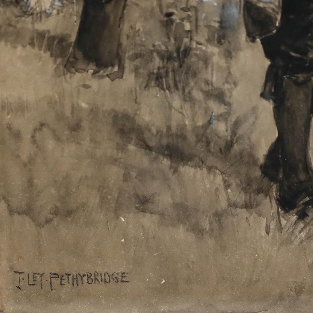 John Ley Pethybridge (1865–1905) 19th Century Watercolour, Horn Blower photo Art