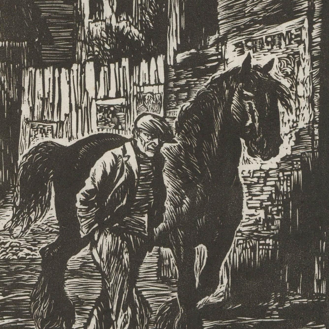 Anton Lock (1893 1971) Early 20th Century Woodcut, Groom And Horse photo for sale