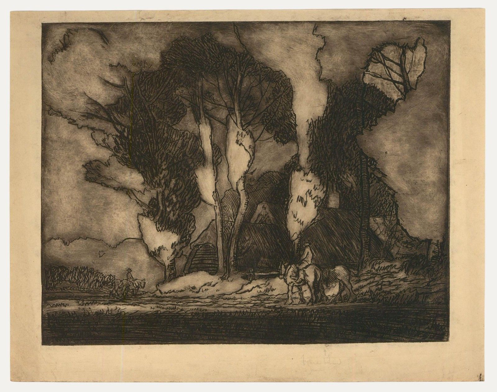 Anton Lock (1893 1971) Early 20th Century Etching, A Ride In The Country