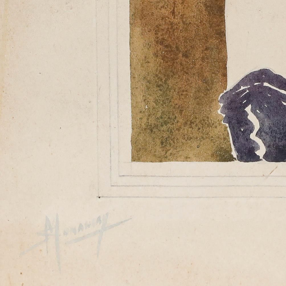 S. Manery Early 20th Century Watercolour, An Elegant Reflection photo Art