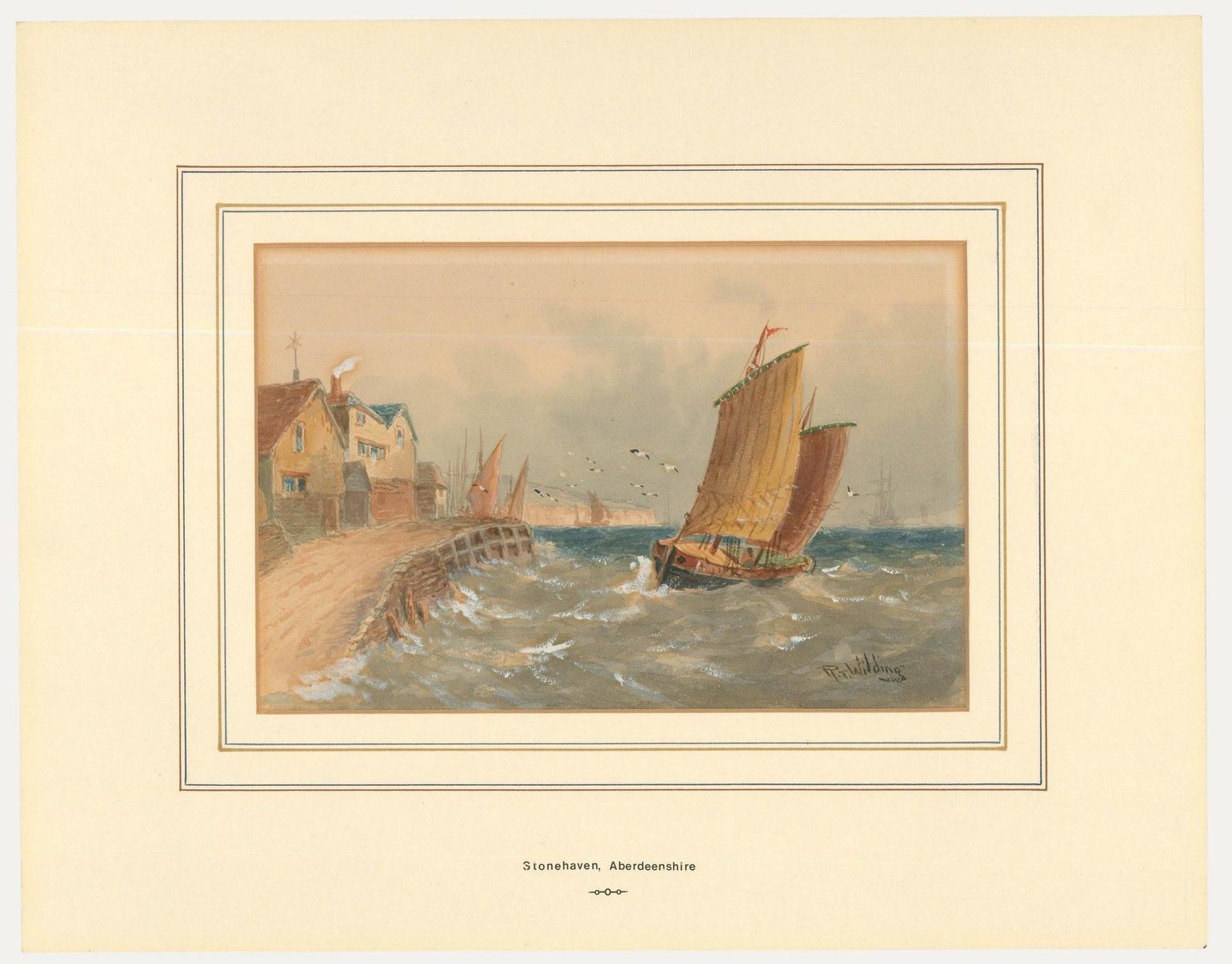 R. T. Wilding Early 20th Century Watercolour, Stonehaven, Aberdeenshire