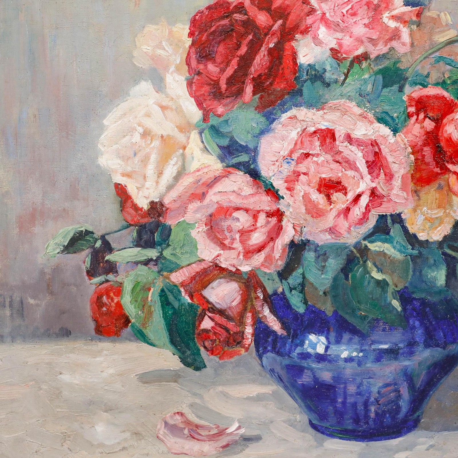 G. Klott Early 20th Century Oil, Bouquet Of Roses photo Art