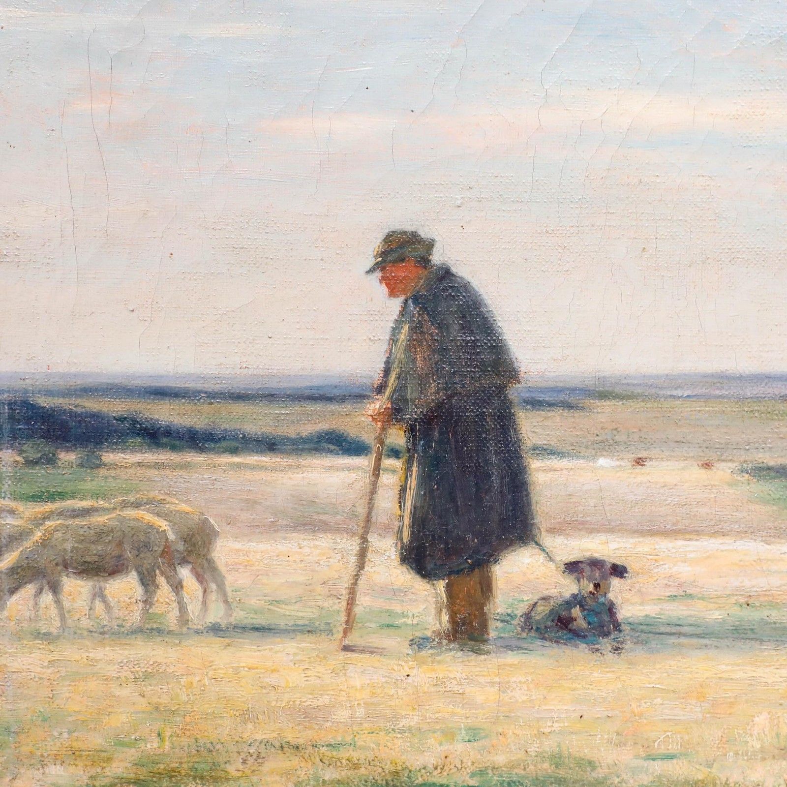 Horace Raoul Colmaire (1875 1965) Early 20th Century Oil, Shepherd And His Dog photo Art