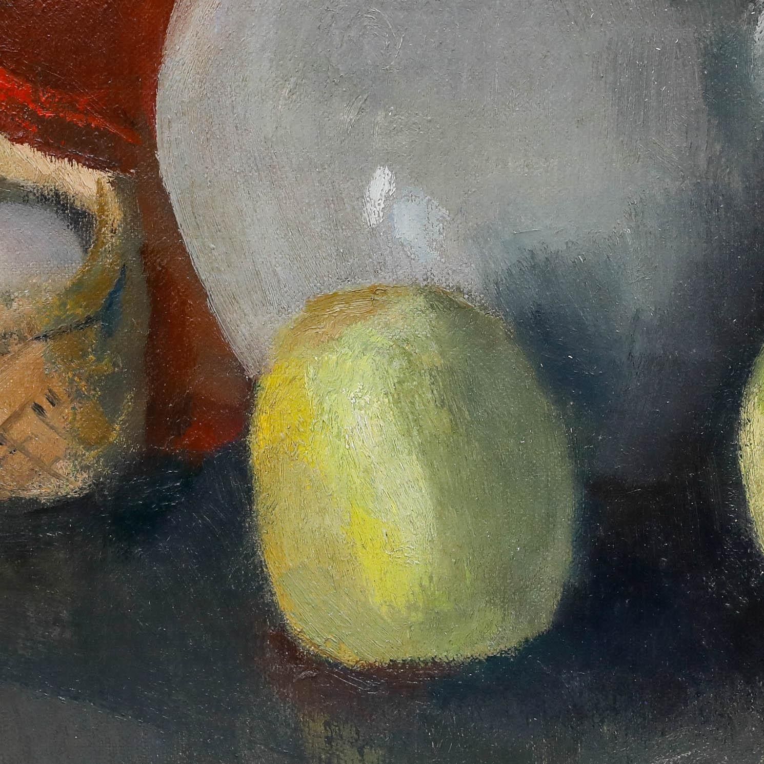 Joke Hartman Elias (1906 2004) Mid 20th Century Oil, Jug, Apples & Eggs photo Art