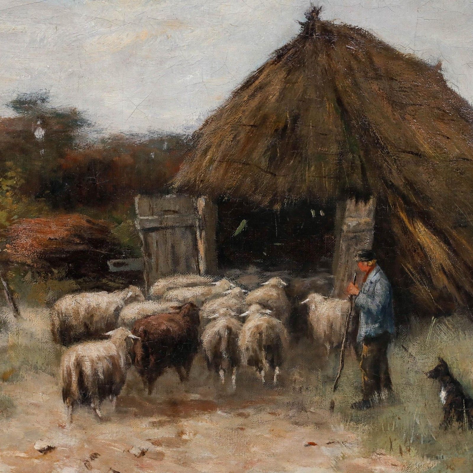 Johan Scherrewitz (1868 1951) Framed Late 19th Century Oil, The Sheepfold photo Art