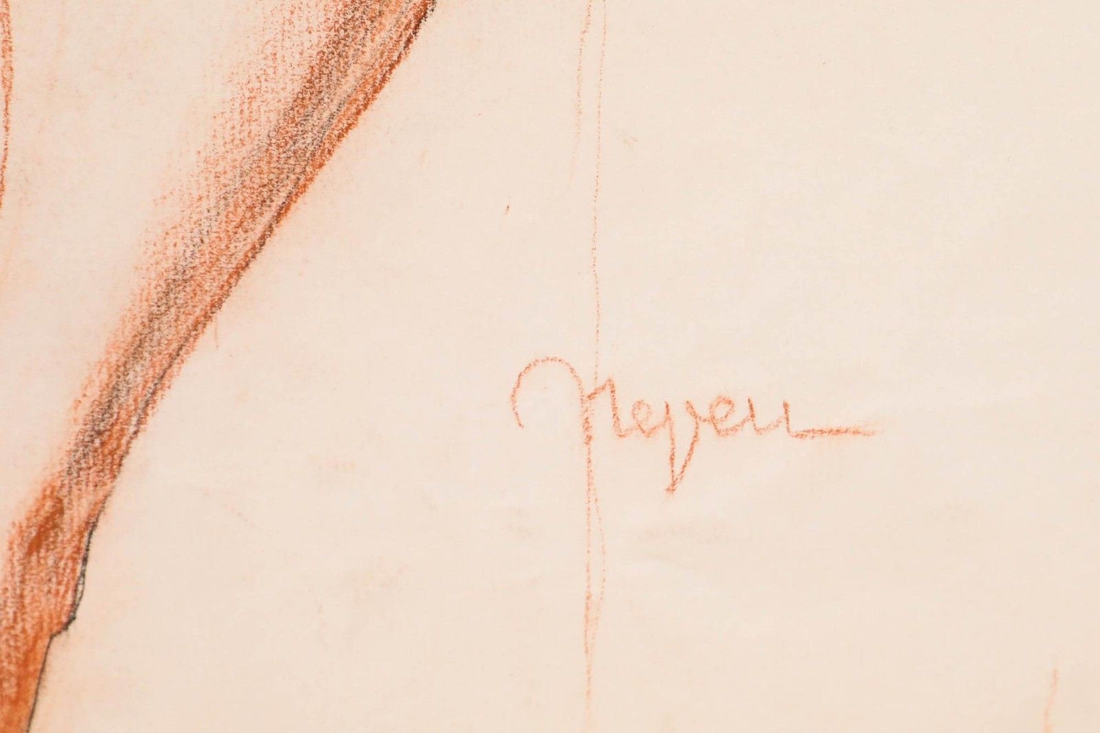 Pierre Neveu (B.1929) Mid 20th Century Chalk Drawing, Lady In Sanguine photo 195.0