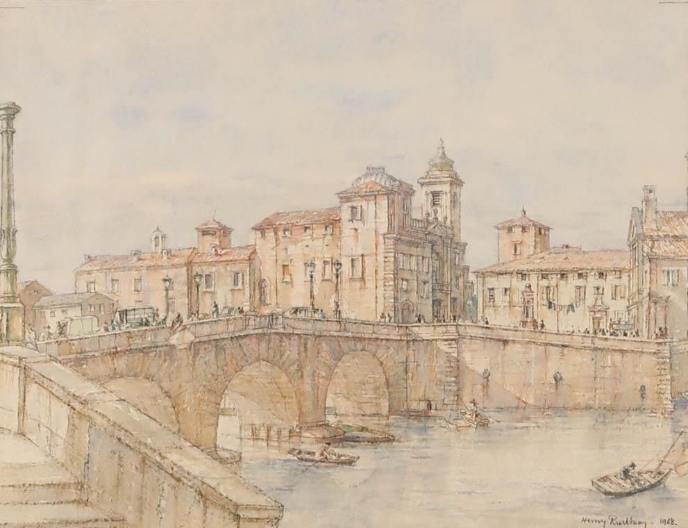 Sir Henry George Rushbury Ra (1889 1968) 1968 Watercolour, Isola Tiberina photo furniture