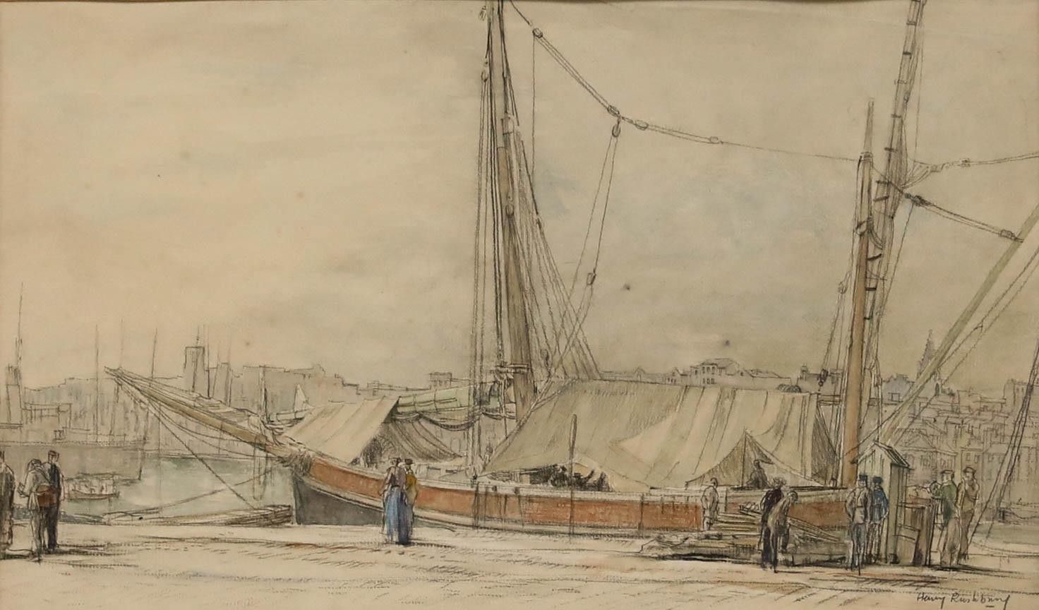 Sir Henry George Rushbury Ra (1889 1968) Watercolour, Sailing Barge photo furniture