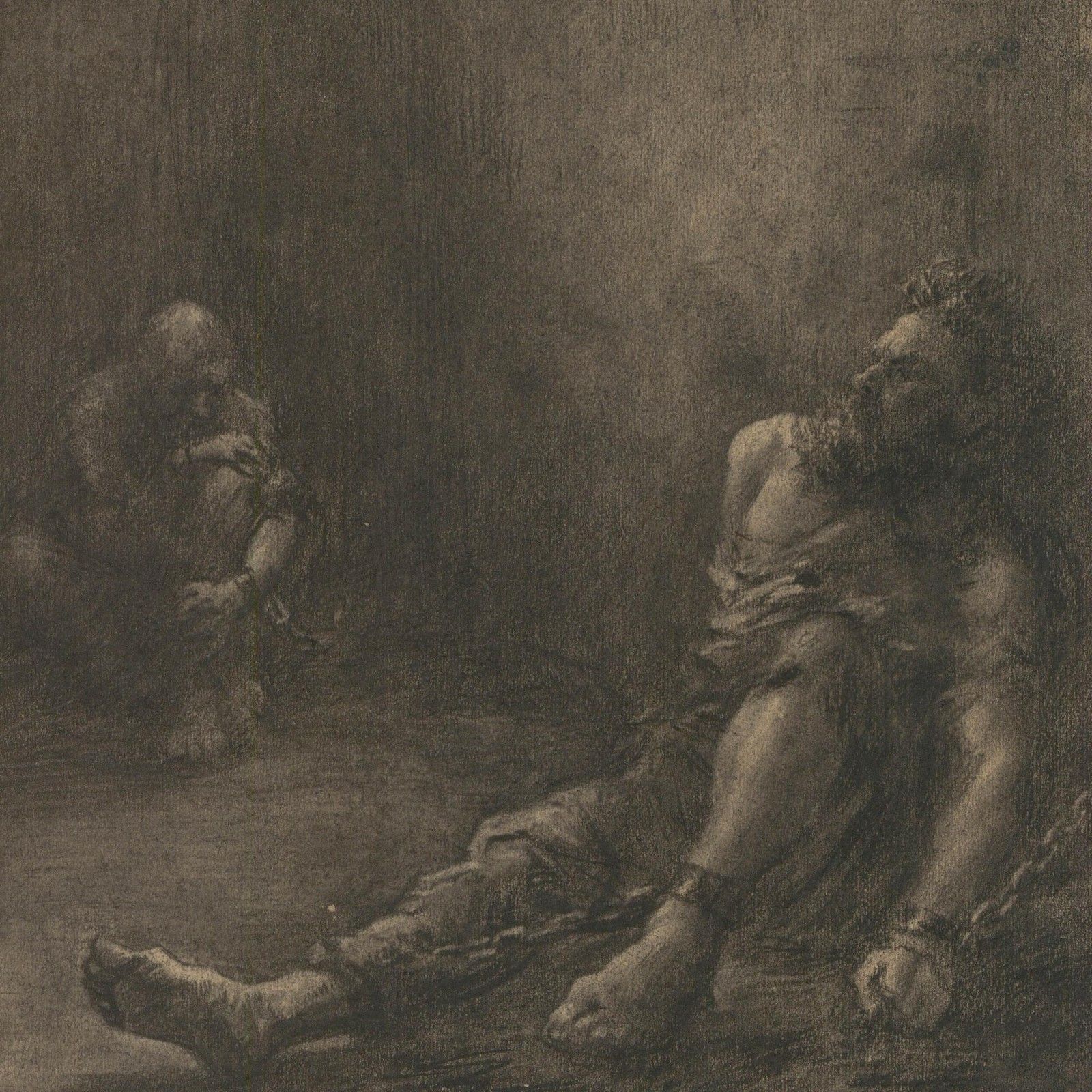 Early 20th Century Charcoal Drawing The Imprisonment Of Stepan Razin photo Art