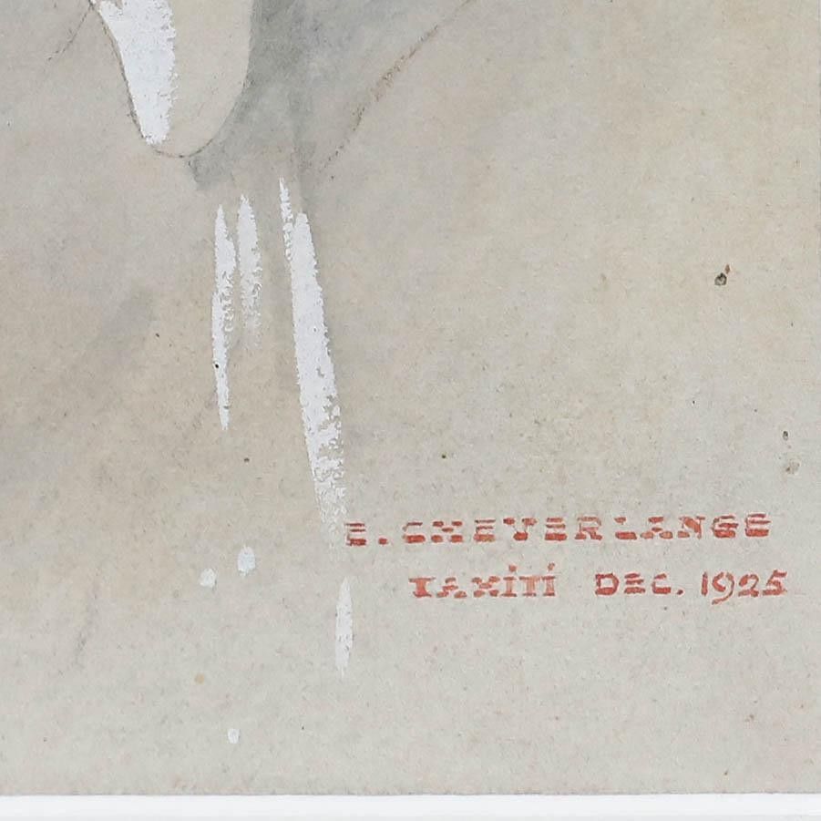 Elie Cheverlange 1925 Watercolour, Portrait Of A Tahitian Gentleman photo vinterior