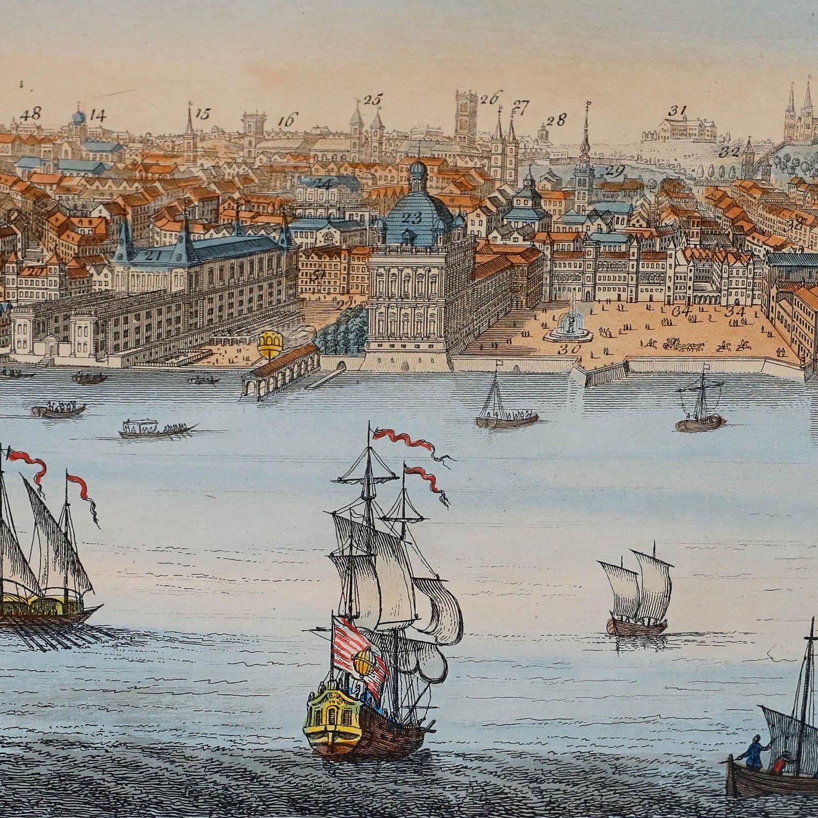 Laurie And Whittle 1794 Engraving, A General View Of The City Of Lisbon photo Art