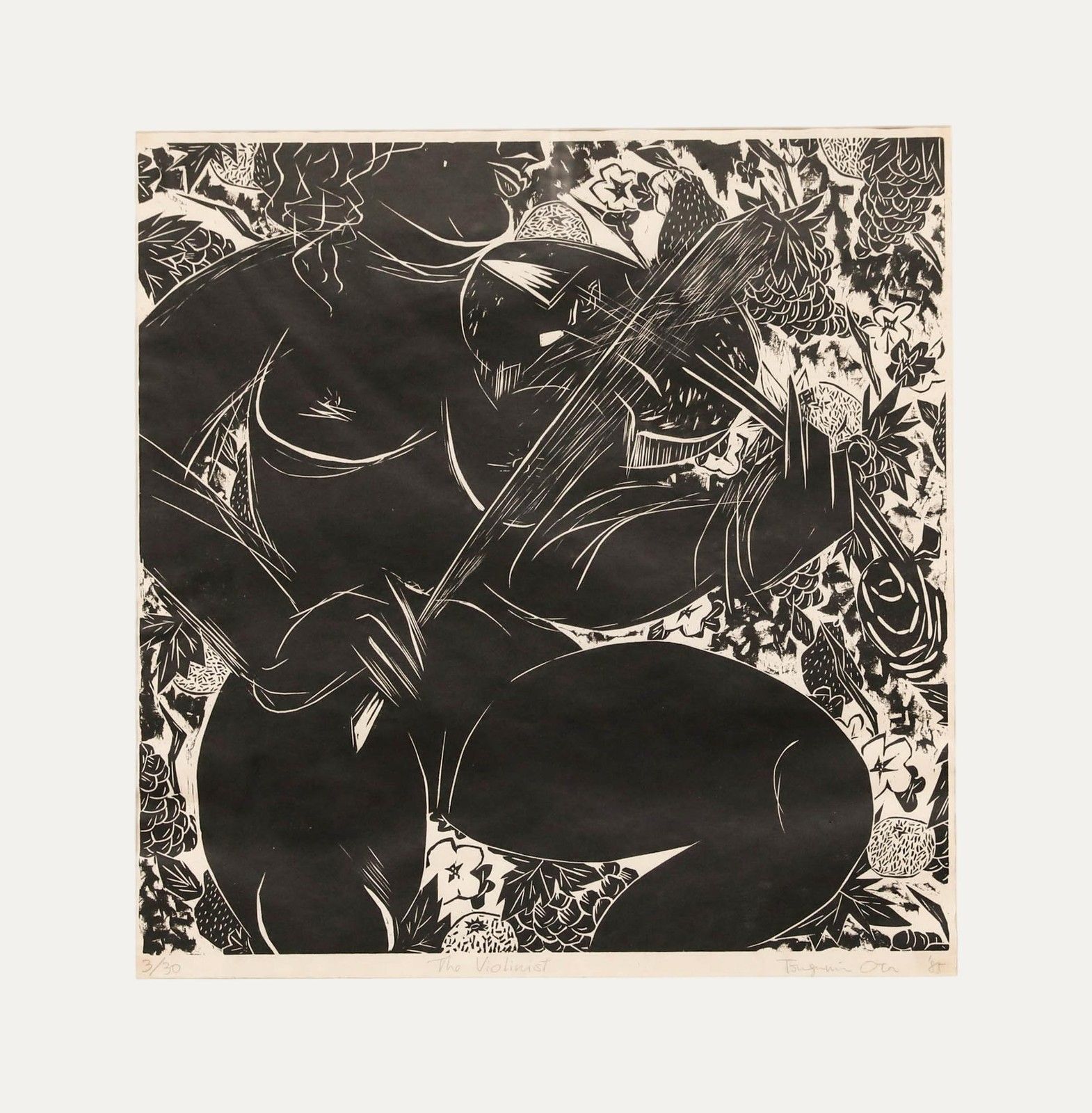 Tsugumi Ota (B.1951) 1985 Linoprint, The Violinist