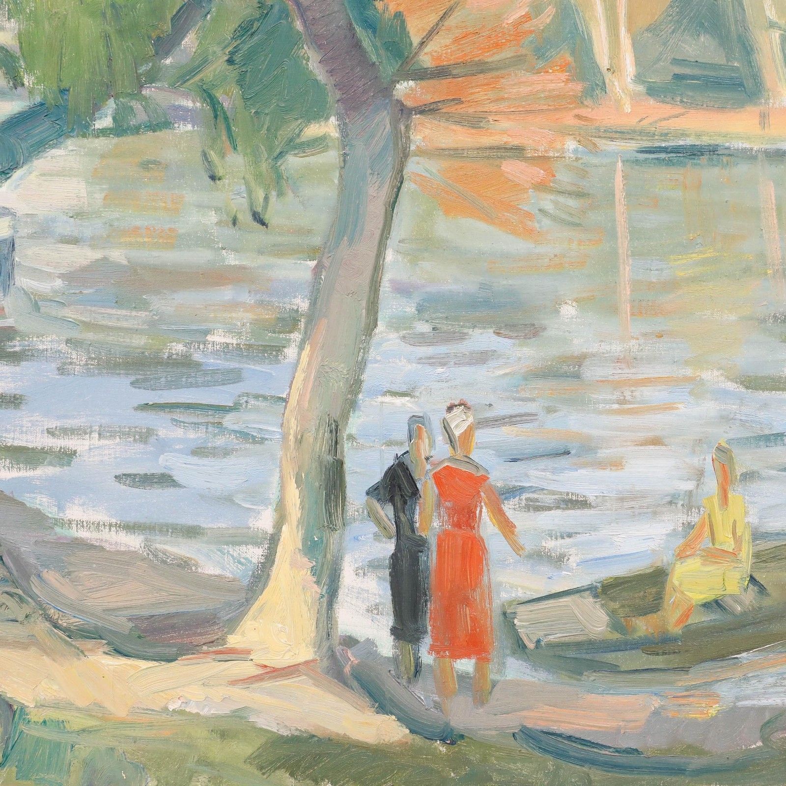 Szabò Sándor Halasz (1920 1996) Framed Mid 20th Century Oil, Flusspartie photo Art