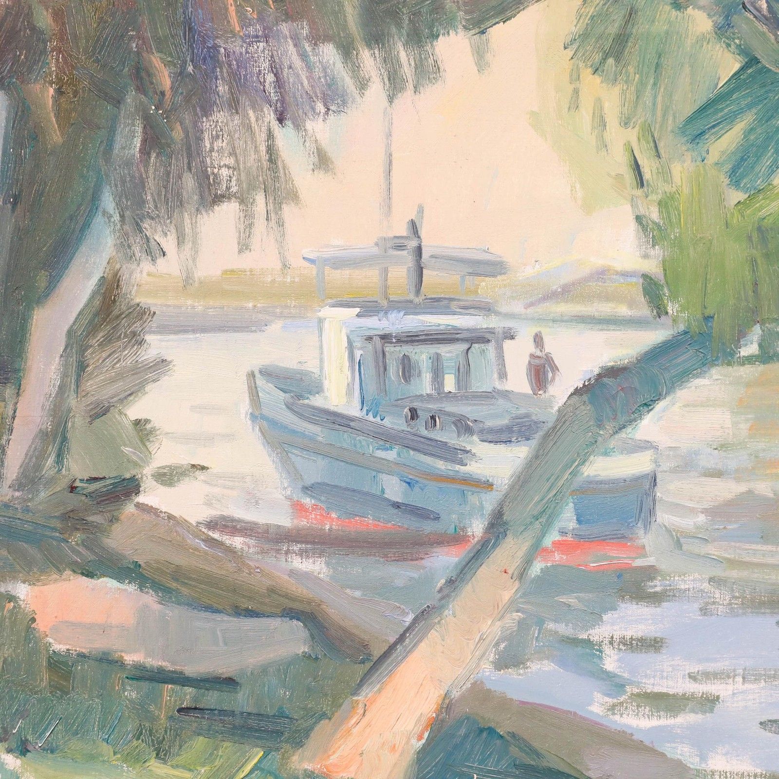 Szabò Sándor Halasz (1920 1996) Framed Mid 20th Century Oil, Flusspartie photo 450.0