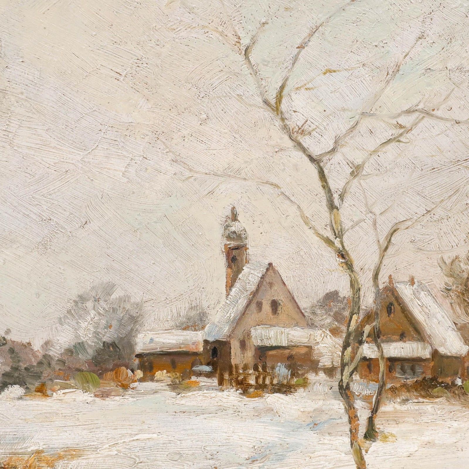 Karl Müller 20th Century Oil, Village In The Snow photo Art