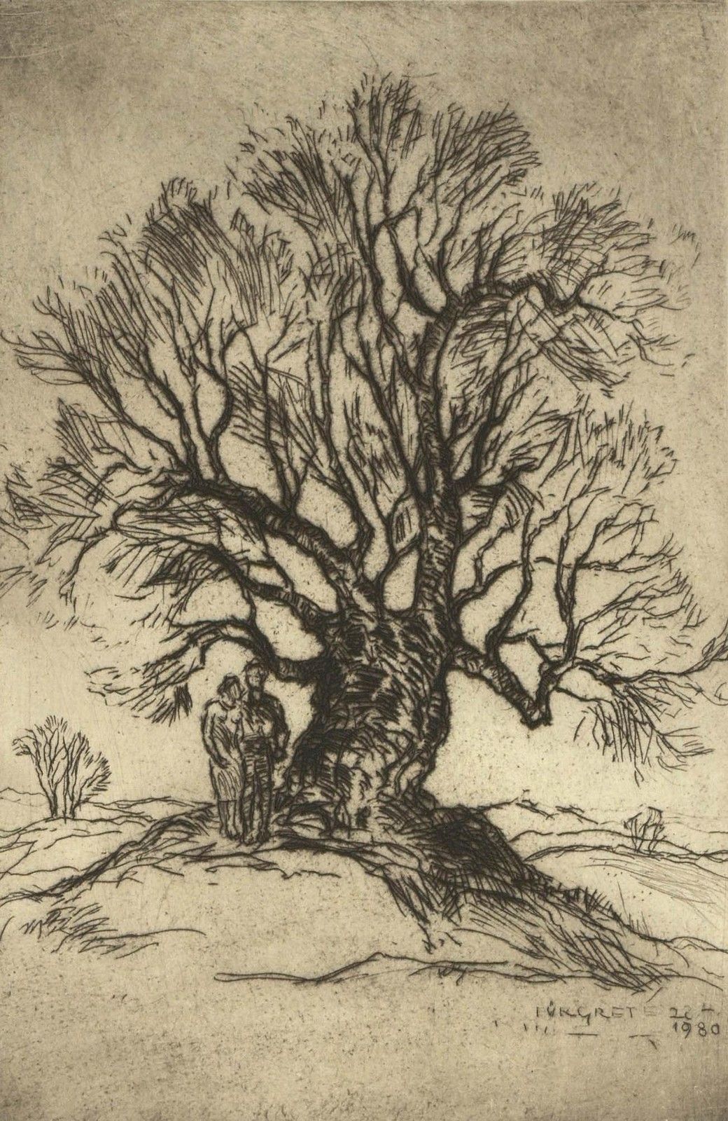Rudolf Koch (1902 1985) 1980 Etching, The Old Oak photo furniture