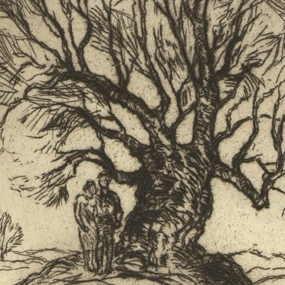 Rudolf Koch (1902 1985) 1980 Etching, The Old Oak photo for sale