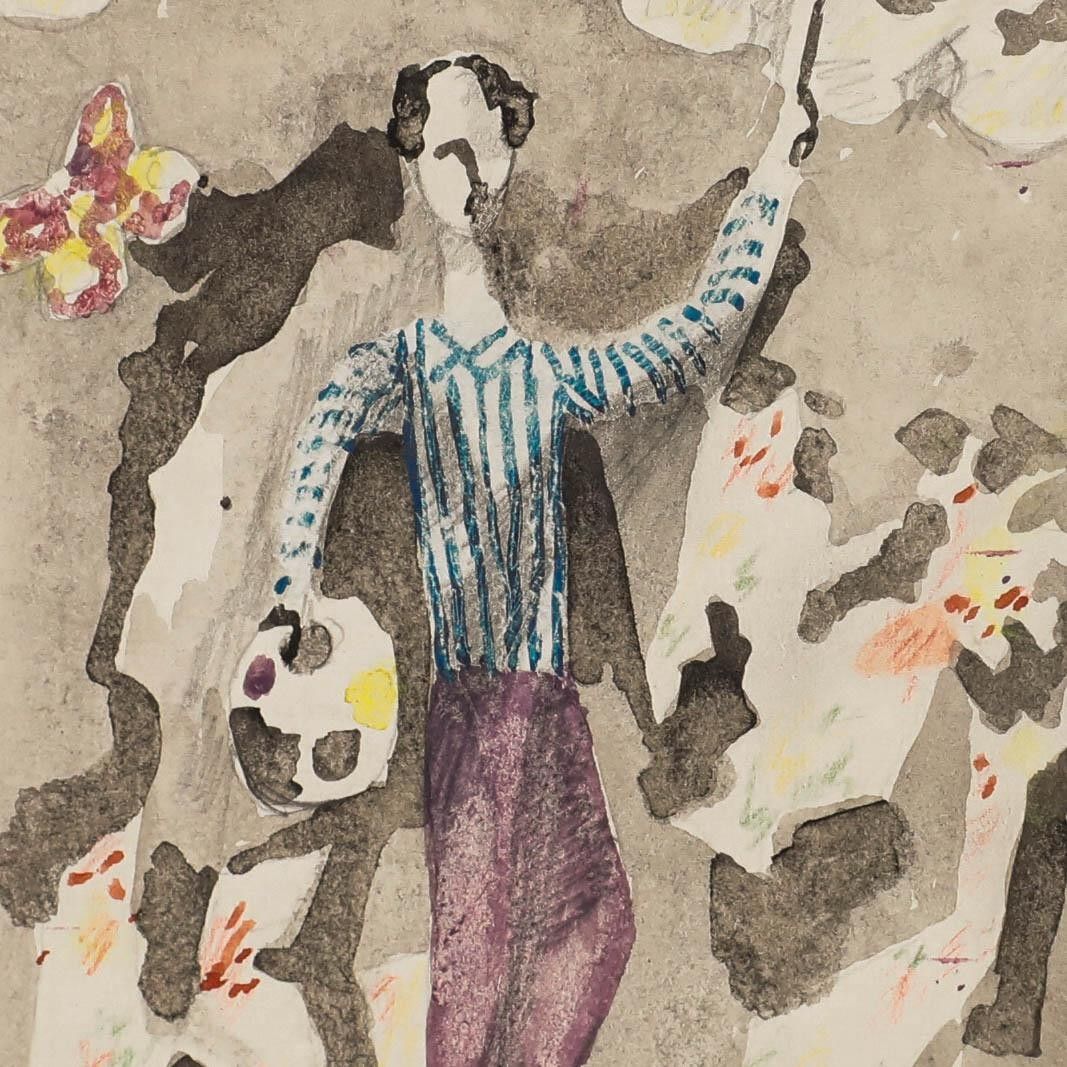 Dorde (Djordje) Ilic (1920 2010) 1969 Gouache, The Artist photo Art