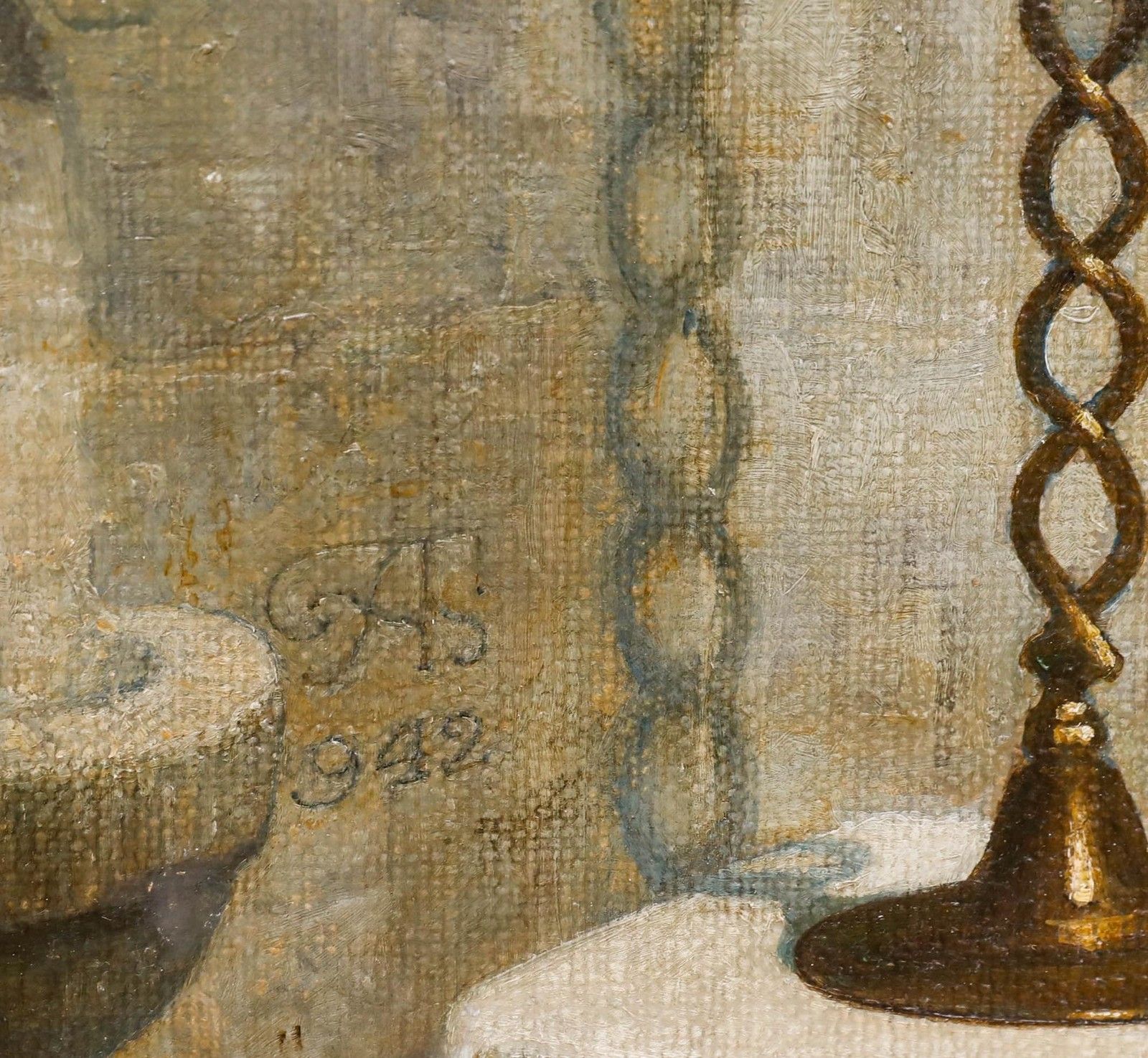1942 Oil Flowers In The Alcove photo vinterior
