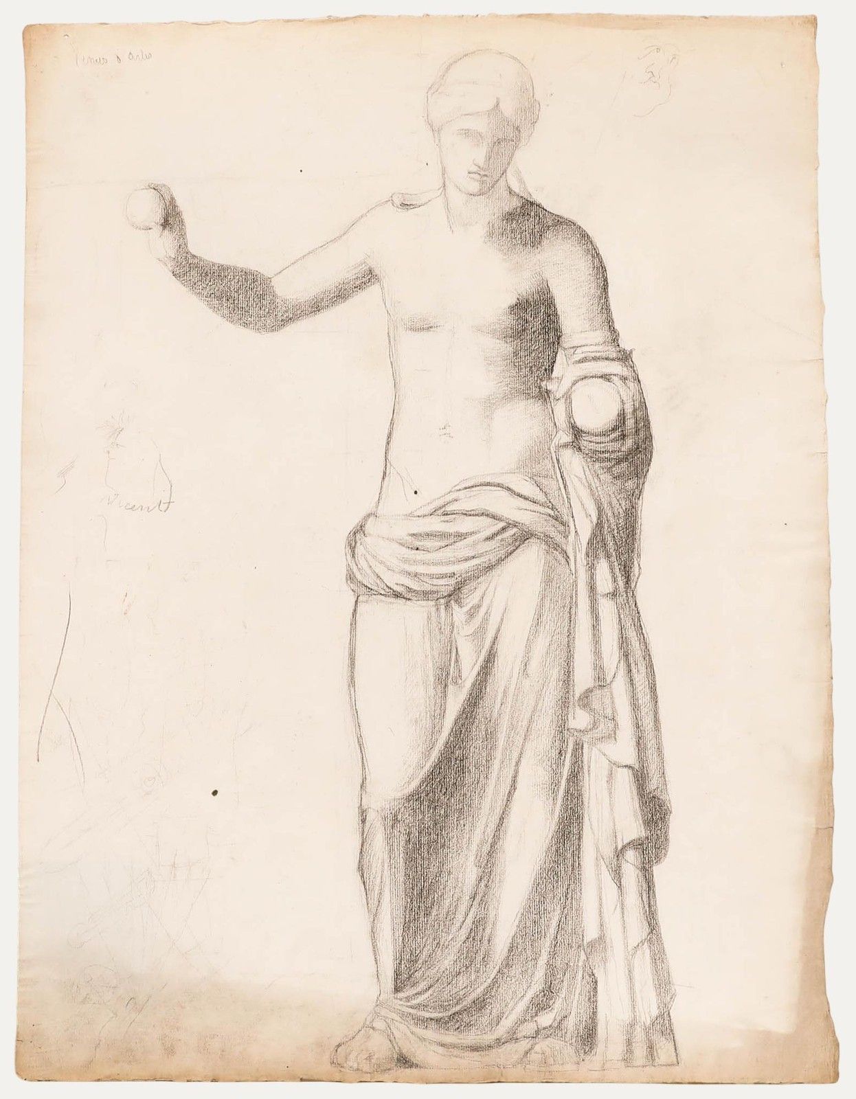 Henri Vincent Anglade (1876 1956) Graphite Drawing, Venus Of Arles