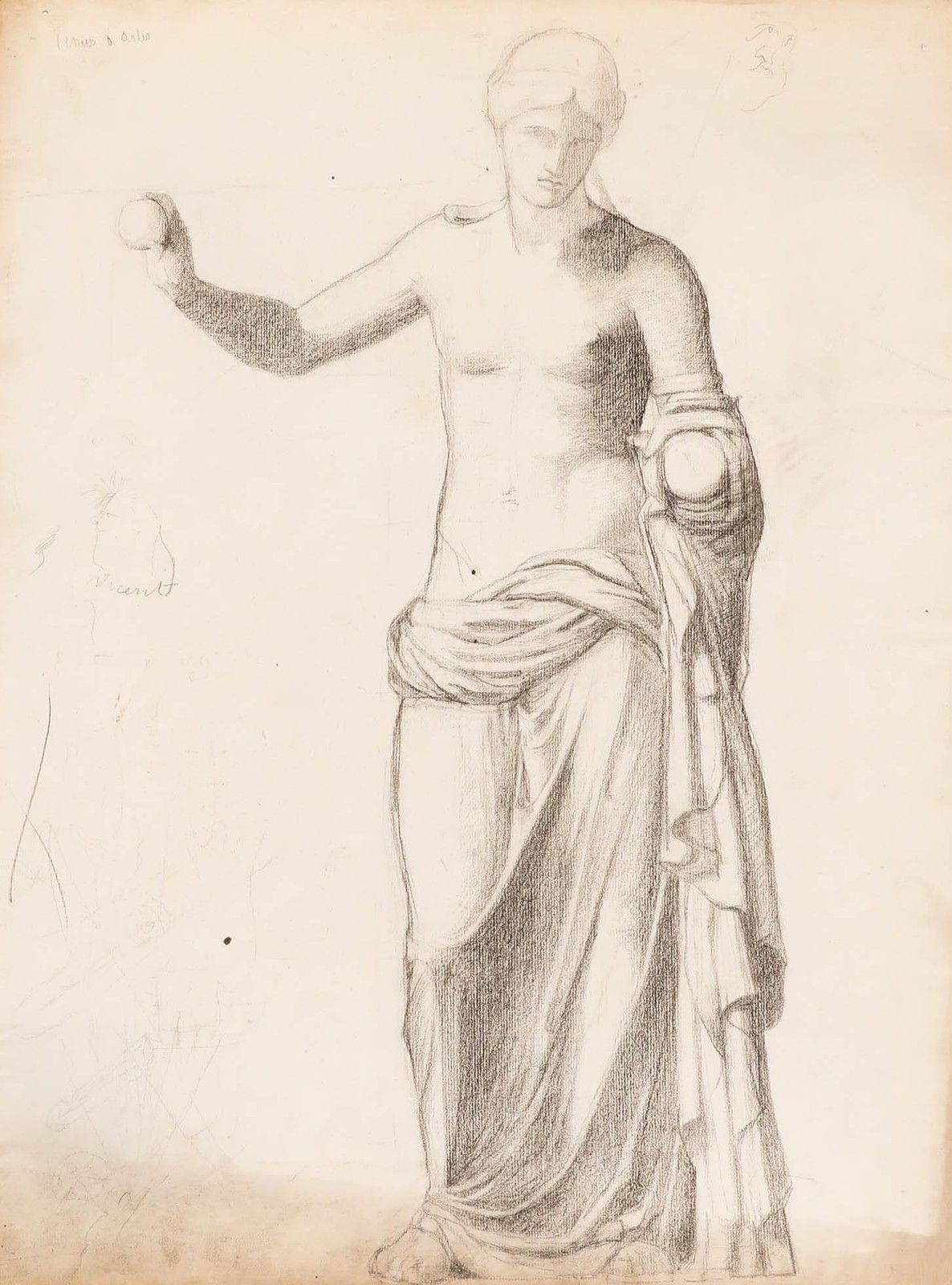 Henri Vincent Anglade (1876 1956) Graphite Drawing, Venus Of Arles photo furniture