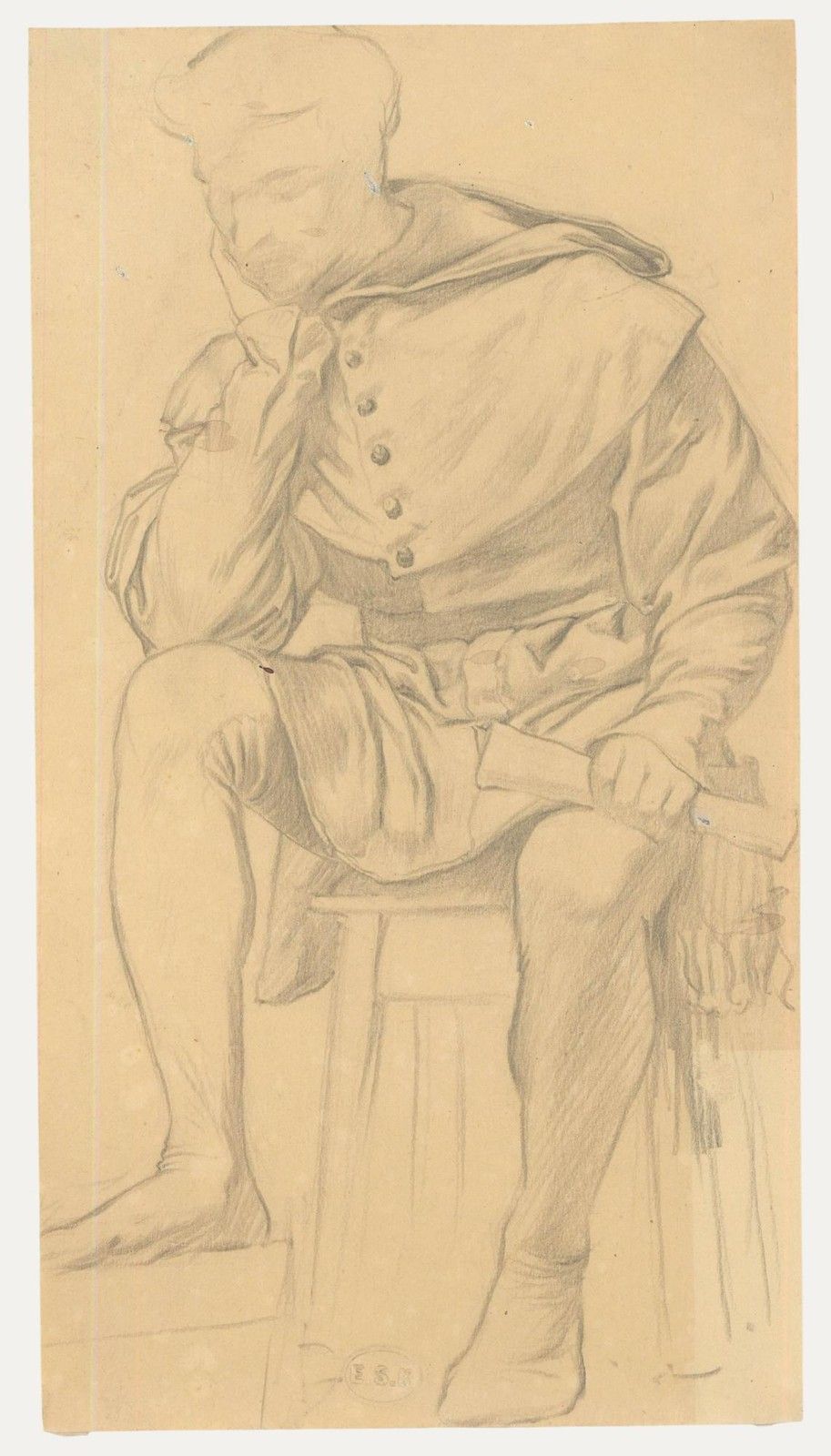 Edward Ridley (1883 1946) Graphite Drawing, Study Of A Scholarly Gentleman
