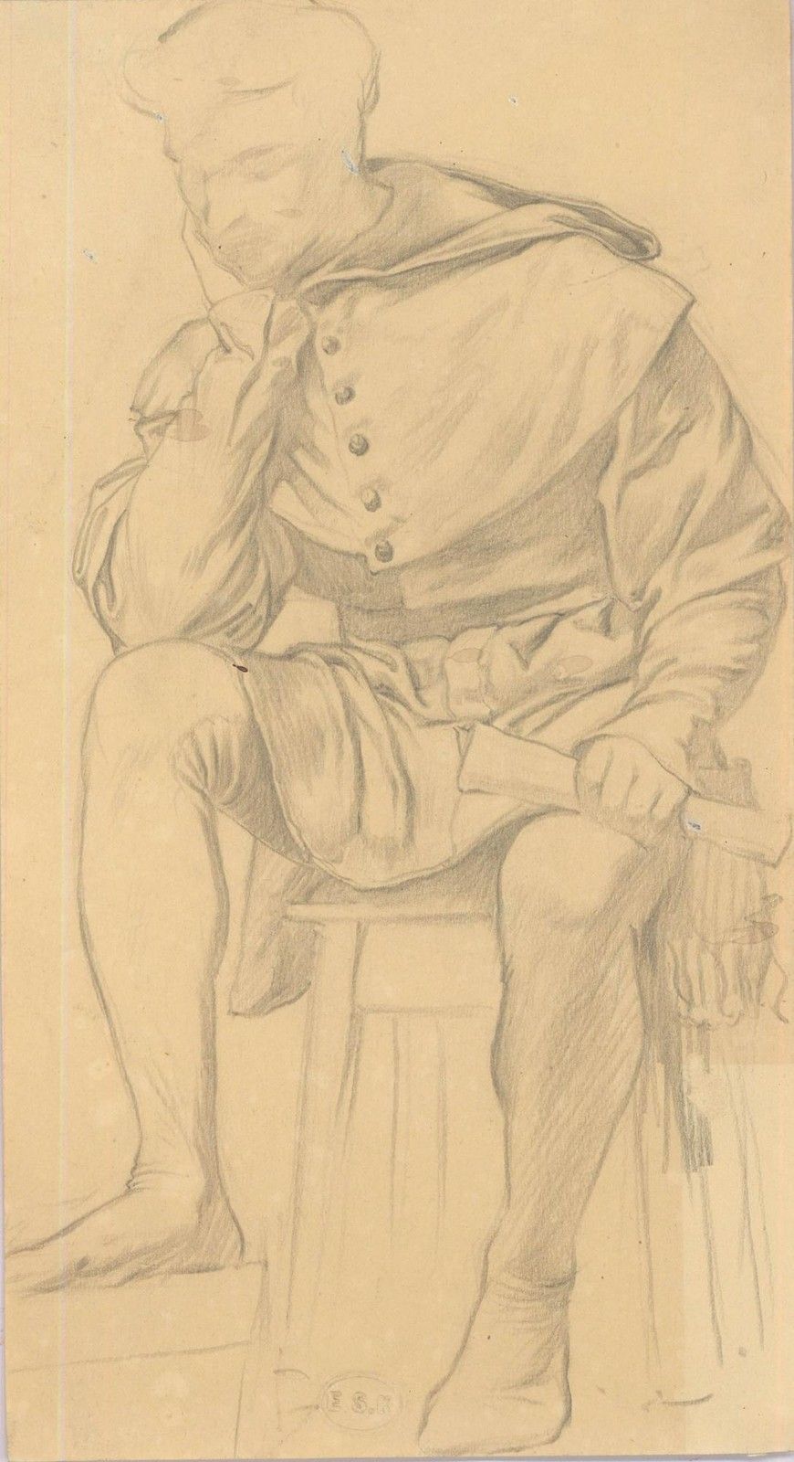 Edward Ridley (1883 1946) Graphite Drawing, Study Of A Scholarly Gentleman photo furniture