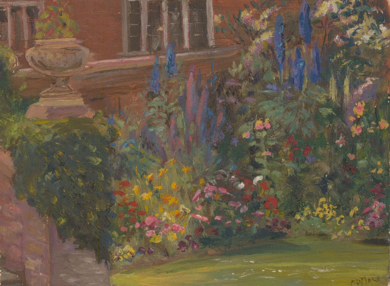 Early 20th Century Oil Garden In Bloom photo furniture